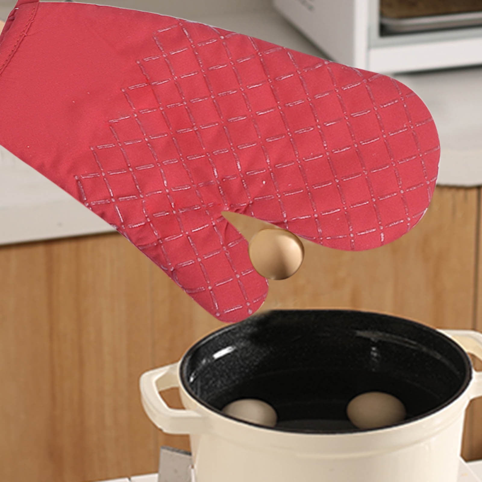 Chmadoxn 4 Pcs Oven Mitts and Pot Holders, Oven Glove High Heat Resistant 500 Degree, Long Oven Mitts with Recycled Cotton Infill and Silicone Non-Slip Surface for Baking, Kitchen, Cooking 11.8×6.7 in Black - Image 5