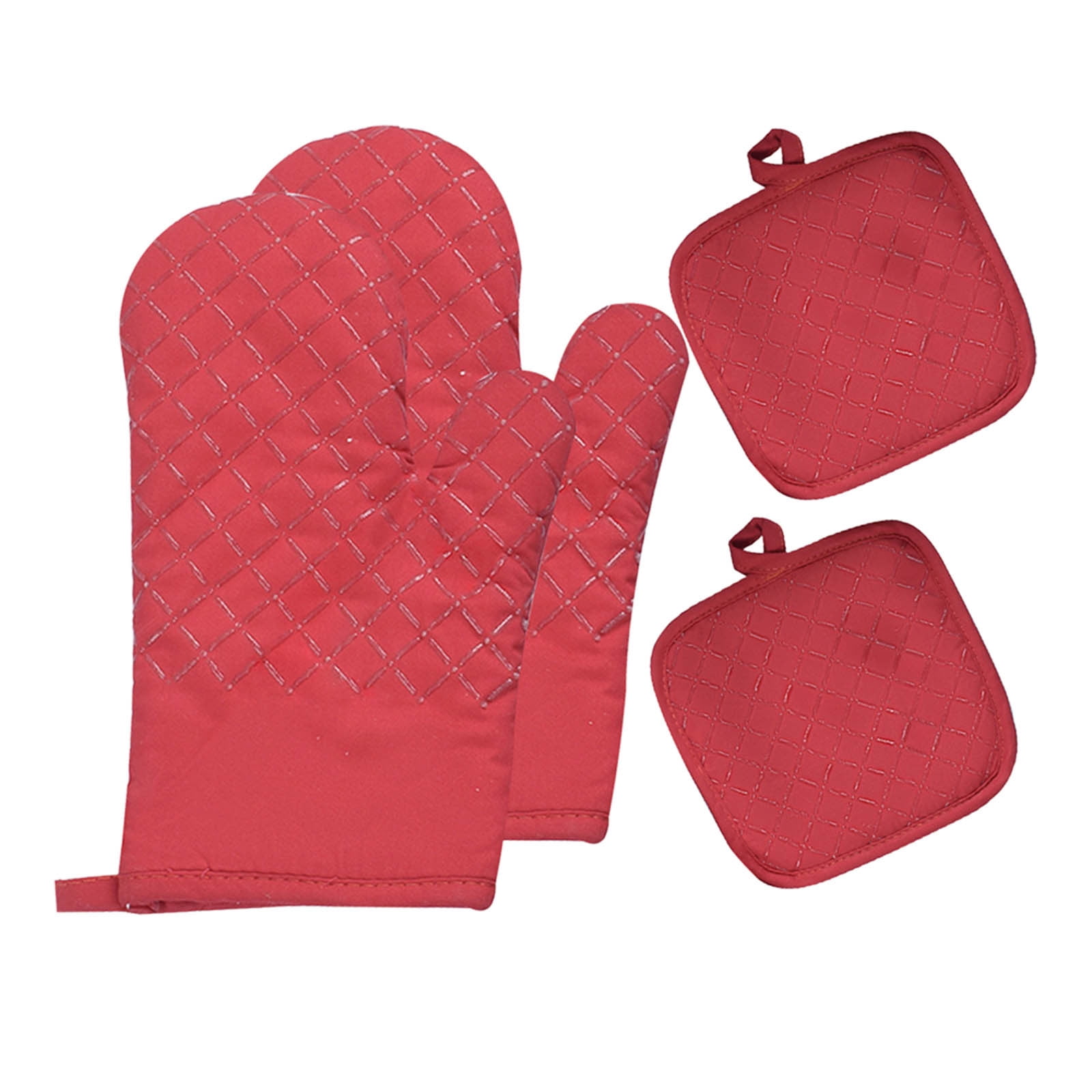 Chmadoxn 4 Pcs Oven Mitts and Pot Holders, Oven Glove High Heat Resistant 500 Degree, Long Oven Mitts with Recycled Cotton Infill and Silicone Non-Slip Surface for Baking, Kitchen, Cooking 11.8×6.7 in Gray - Image 1