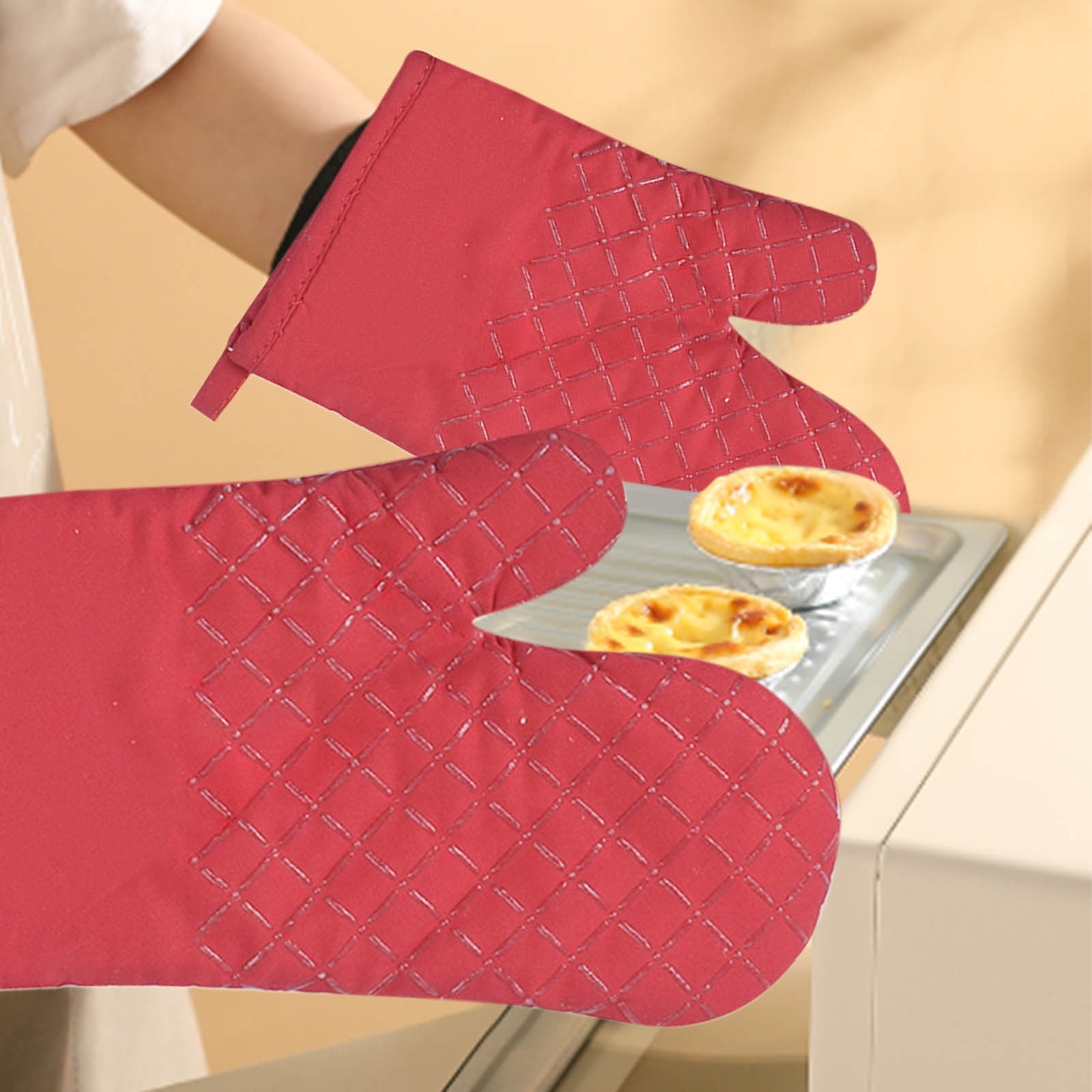 Chmadoxn 4 Pcs Oven Mitts and Pot Holders, Oven Glove High Heat Resistant 500 Degree, Long Oven Mitts with Recycled Cotton Infill and Silicone Non-Slip Surface for Baking, Kitchen, Cooking 11.8×6.7 in Gray - Image 3