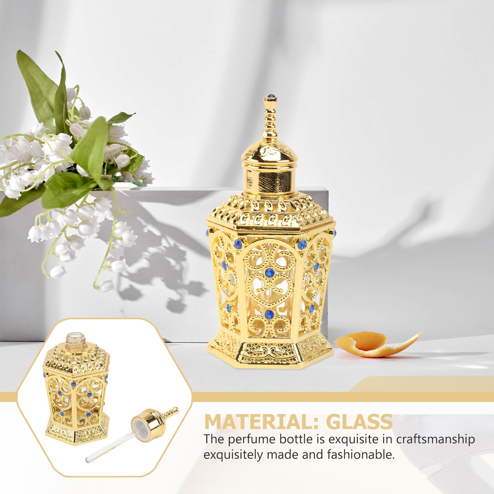 HOOWIFFY Golden Glass Perfume Bottle with Craftsmanship 1Pc - Image 5