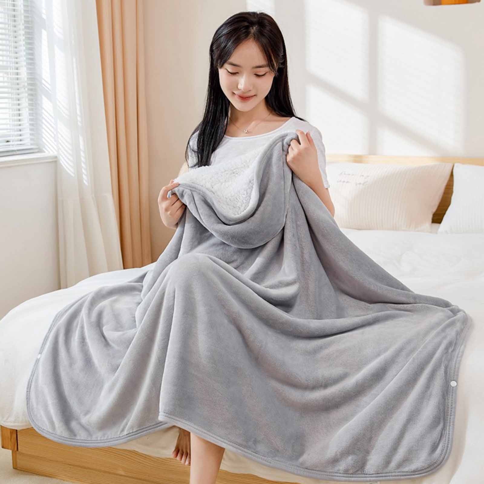 Kdkad Double-Sided Wearable Blanket, Ultra Soft Flannel Shawl Blanket, Reversible Blanket for Women and Men, Throw Blanket for Home, Travel, Warm Present (31.5×47.2 Inch) 39.3×59.1 in Gray - Image 4
