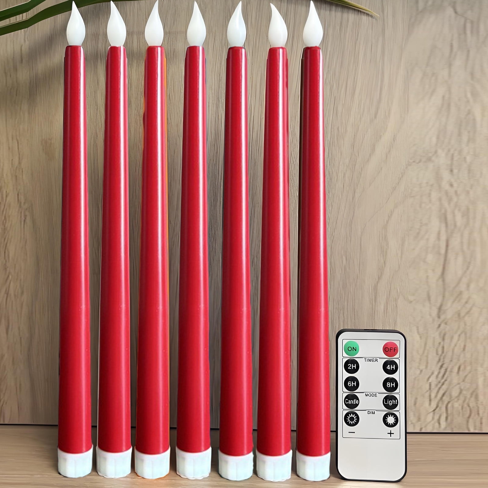 Darzheoy 6 Pcs Flameless Taper Candles with Remote, 10.8 inches Plastic Red LED CandleSticks with Flickering Light, Battery Operated Window Candles for Christmas Decoration Red - Image 4