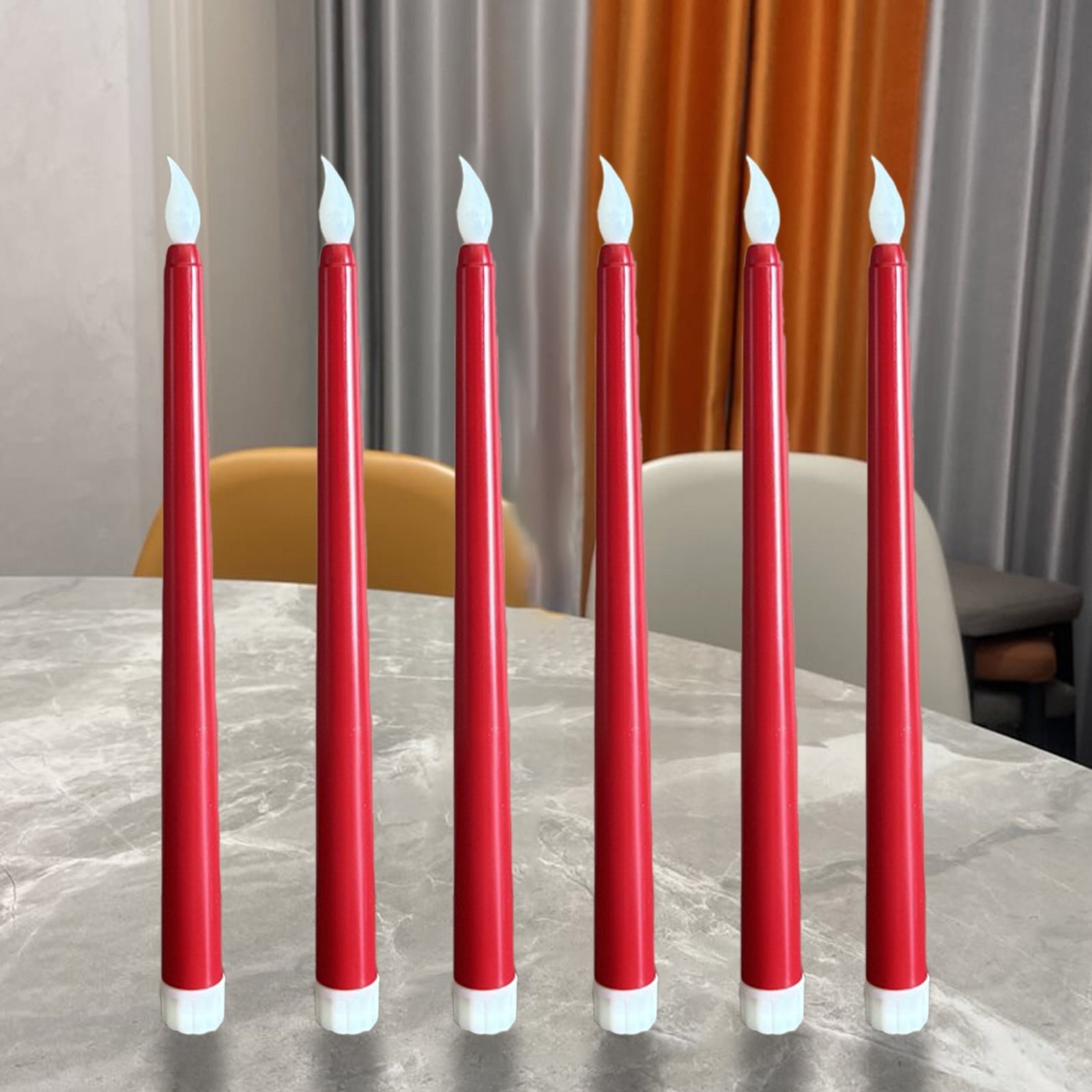 Darzheoy 6 Pcs Flameless Taper Candles with Remote, 10.8 inches Plastic Red LED CandleSticks with Flickering Light, Battery Operated Window Candles for Christmas Decoration Red - Image 6