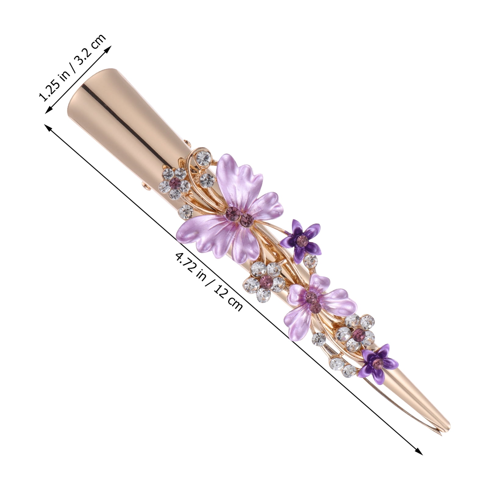 KALLORY Metal Flower Clip Large Hair Barrettes Rhinestone Alligator Hair Clips for Women Accessories Party Festival Style Purple - Image 2