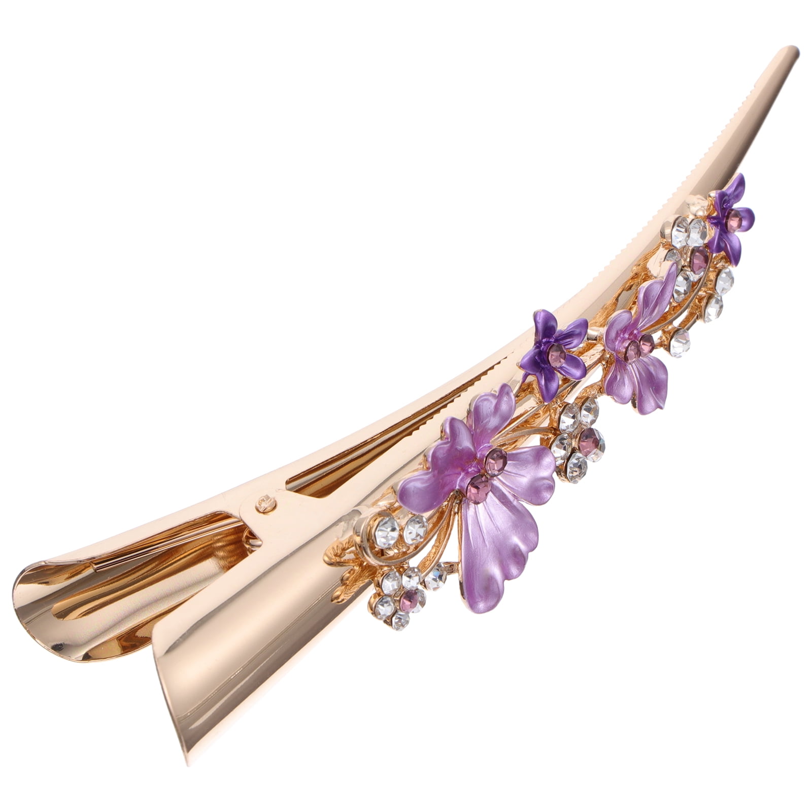 KALLORY Metal Flower Clip Large Hair Barrettes Rhinestone Alligator Hair Clips for Women Accessories Party Festival Style Purple - Image 7