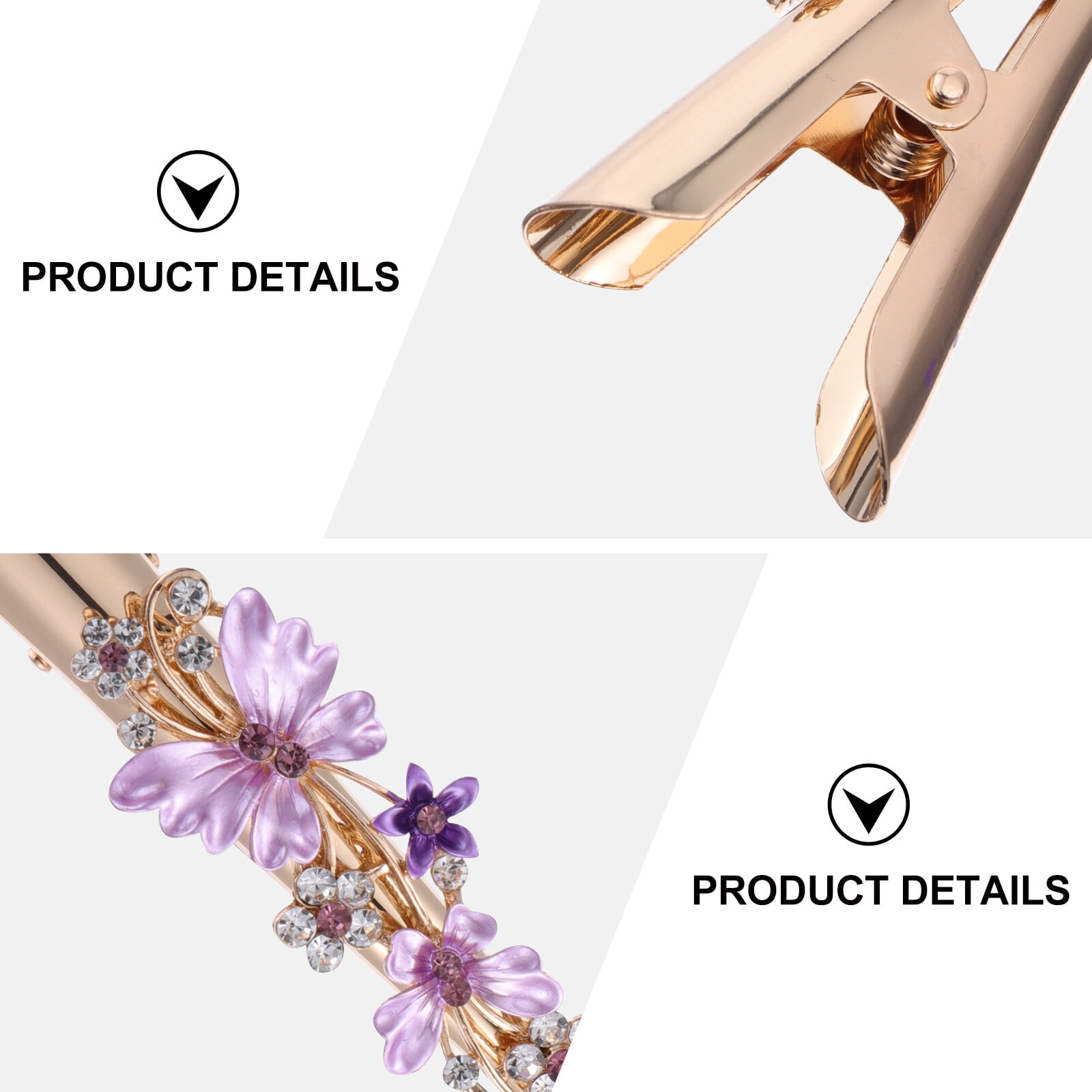 KALLORY Metal Flower Clip Large Hair Barrettes Rhinestone Alligator Hair Clips for Women Accessories Party Festival Style Purple - Image 8