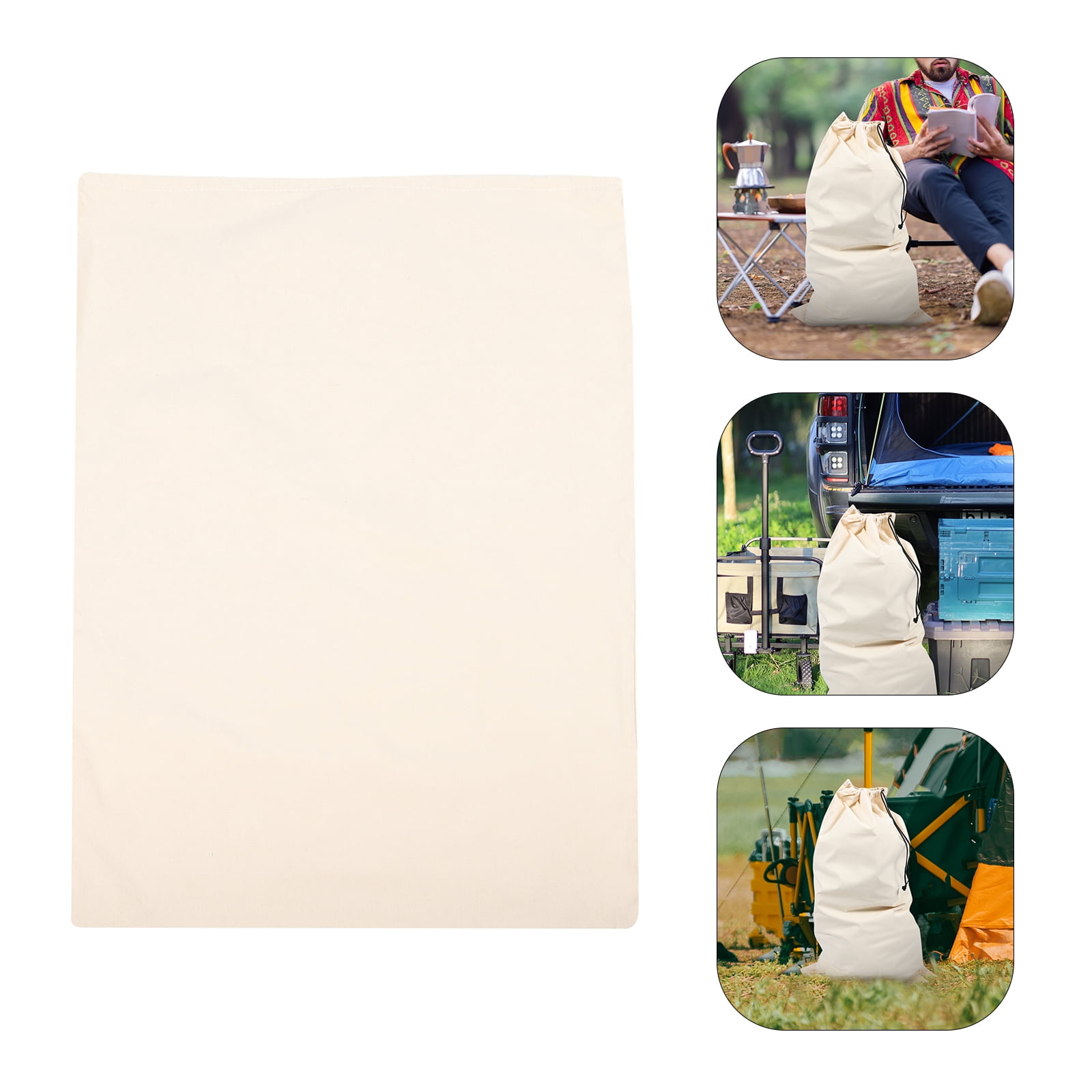 Large Capacity Canvas Drawstring Camping Bag, Outdoor Packing Sack for Hiking, Travel, and Sports 120.00X74.00X0.10CM Beige - Image 4