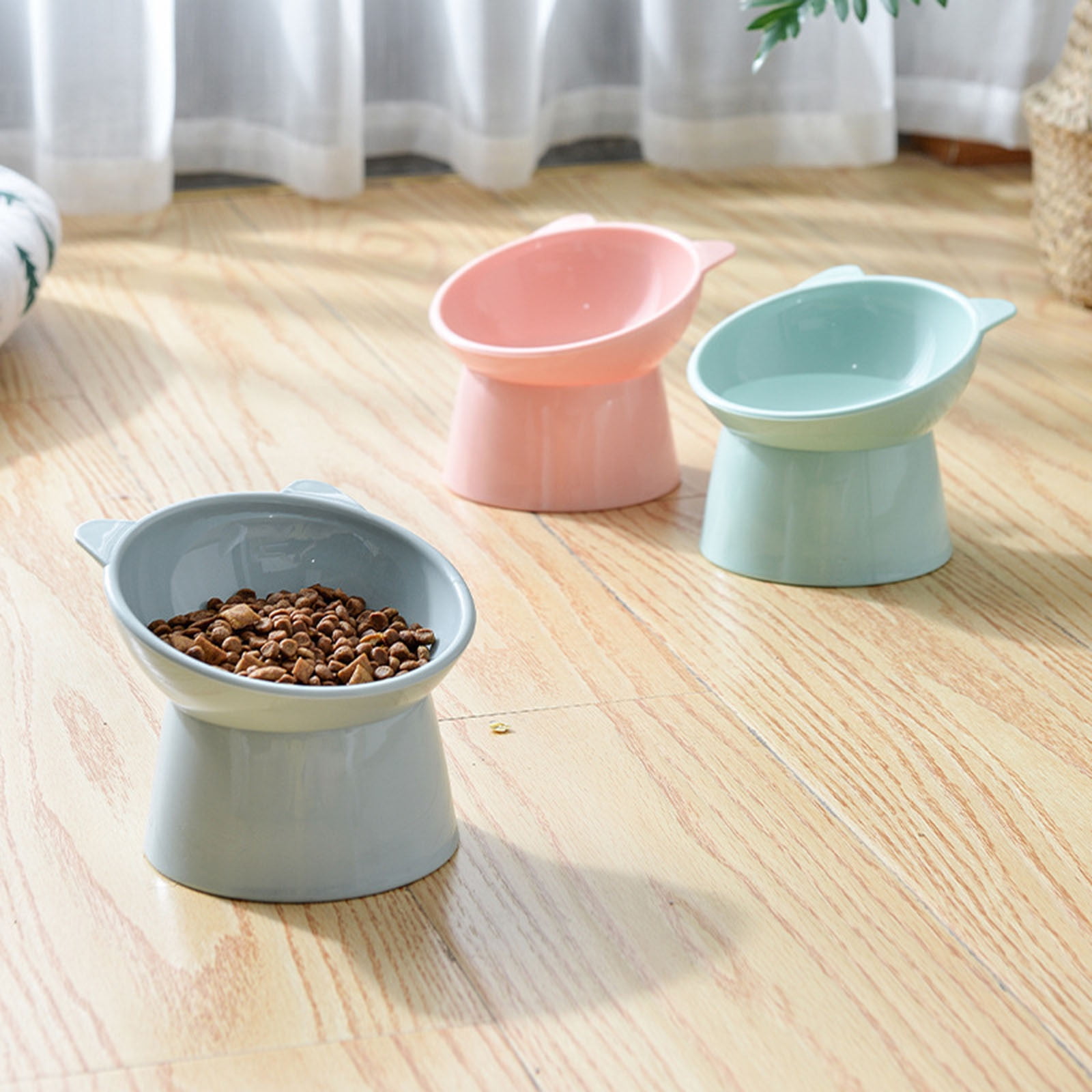 Darzheoy Raised Cat Food Bowl 15 Degrees Elevated Cat Bowls Anti Vomiting Tilted Raised Cat Food Bowl Plastic Slanted Stand Bowls for Pet Feeder Light Blue - Image 3