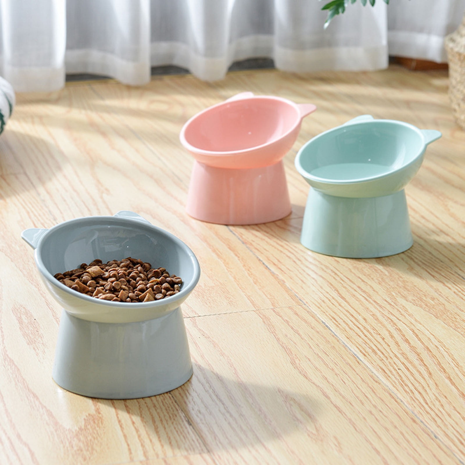 Darzheoy Raised Cat Food Bowl 15 Degrees Elevated Cat Bowls Anti Vomiting Tilted Raised Cat Food Bowl Plastic Slanted Stand Bowls for Pet Feeder Light Blue - Image 6