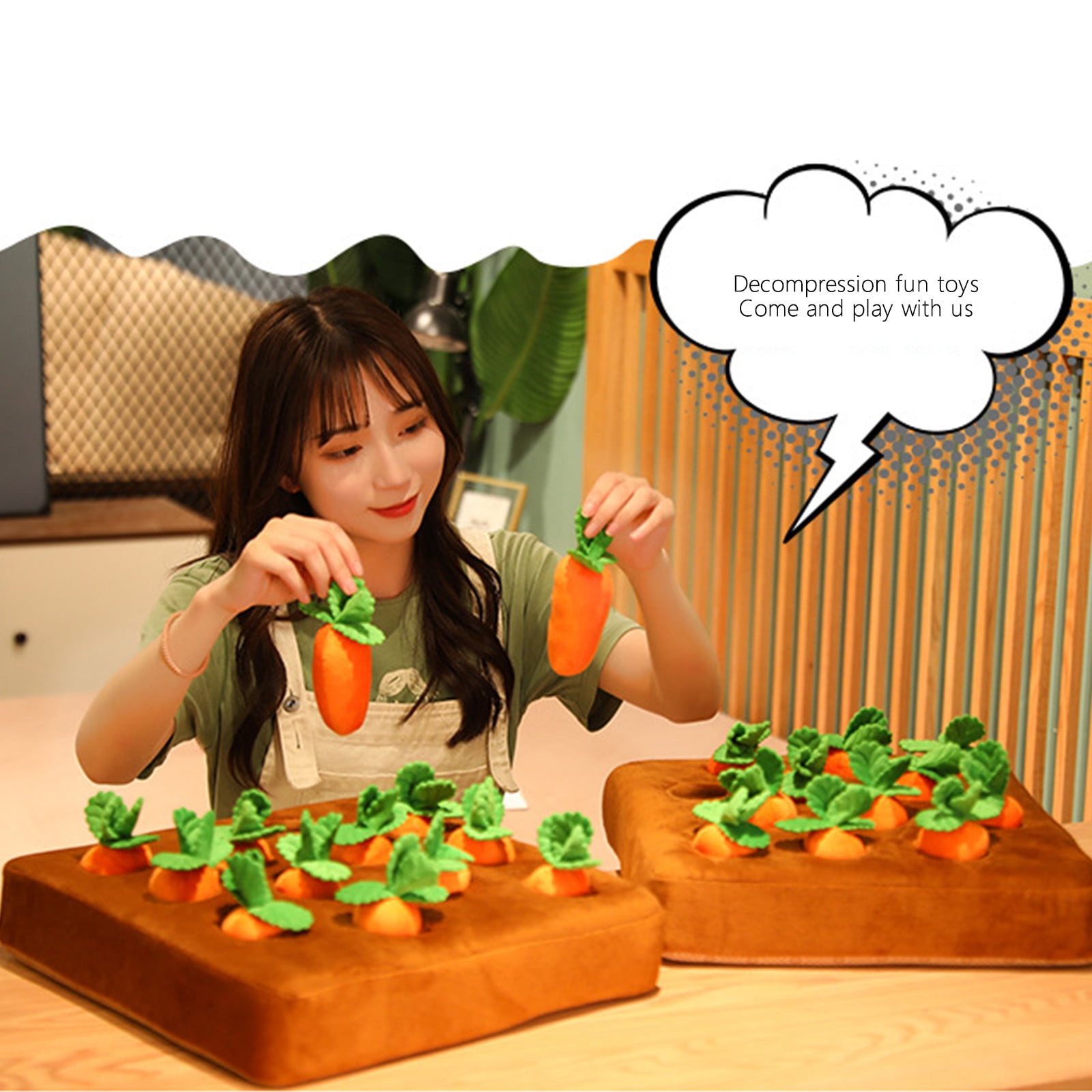 Darzheoy Carrot Dog Toy, Carrot Snuffle Mat for Dogs, Carrots Plush Puzzle Toys, Carrots Enrichment Dog Puzzle Toys, Hide and Seek Carrot Pet Interactive Toy B - Image 4