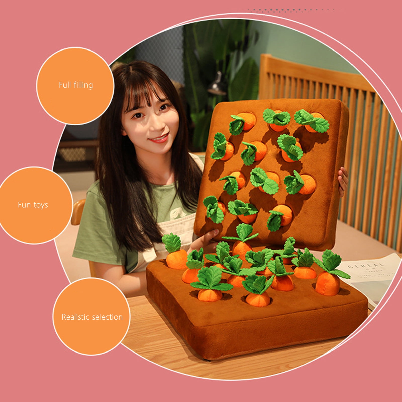 Darzheoy Carrot Dog Toy, Carrot Snuffle Mat for Dogs, Carrots Plush Puzzle Toys, Carrots Enrichment Dog Puzzle Toys, Hide and Seek Carrot Pet Interactive Toy B - Image 6
