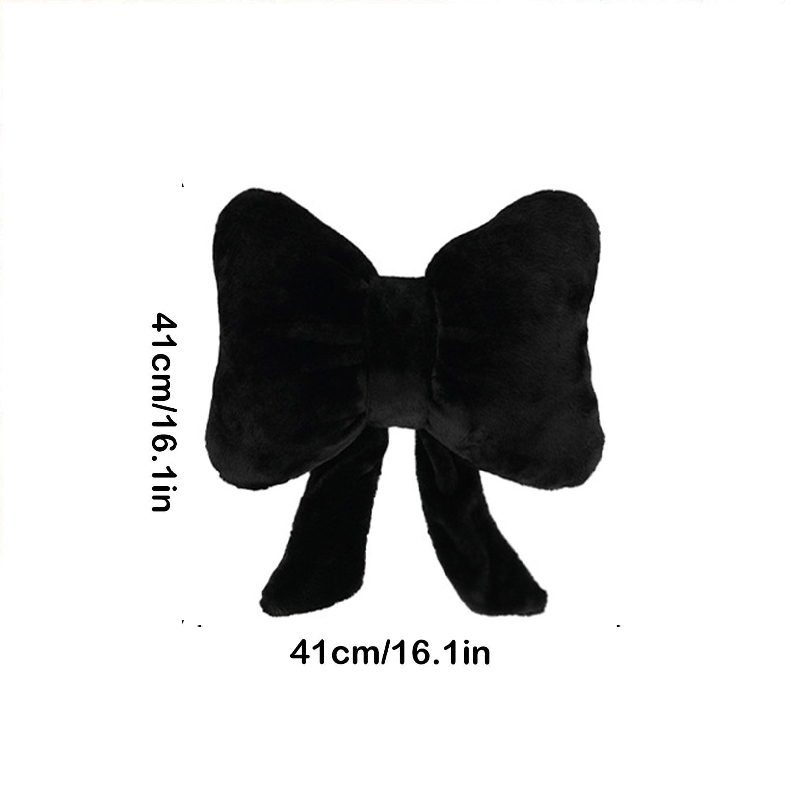 Darzheoy Bow Shaped Throw Pillow Soft Stuffed Bow Christmas Decorations Soft Furry Bow Throw Pillows Cute Bowknot Plush Pillow Home Decor for Couch Living Room Bed Black - Image 2