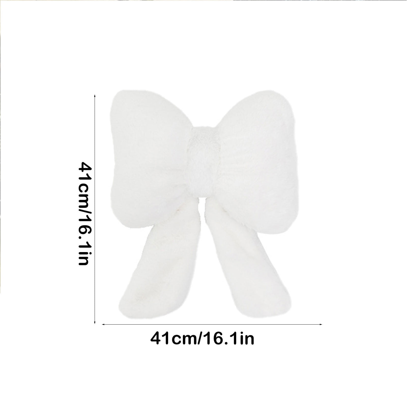 Darzheoy Bow Shaped Throw Pillow Soft Stuffed Bow Christmas Decorations Soft Furry Bow Throw Pillows Cute Bowknot Plush Pillow Home Decor for Couch Living Room Bed White - Image 2