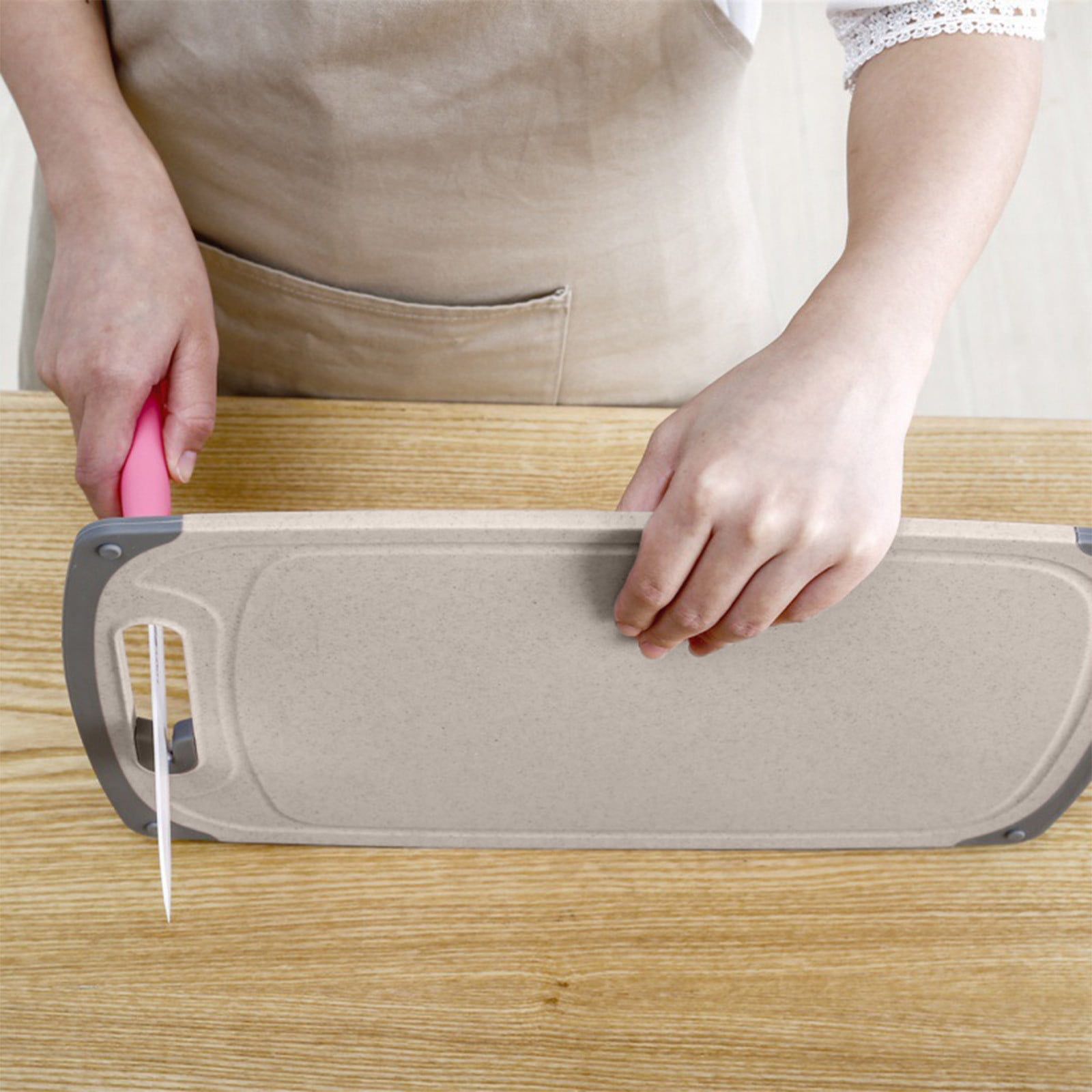 Darzheoy Whetstones Buckwheat Cutting Boards for Kitchen Dishwasher Safe Doubles Sided Design Extra Large Cutting Board for Meat Easy Grip Handle Non Slip Beige - Image 6