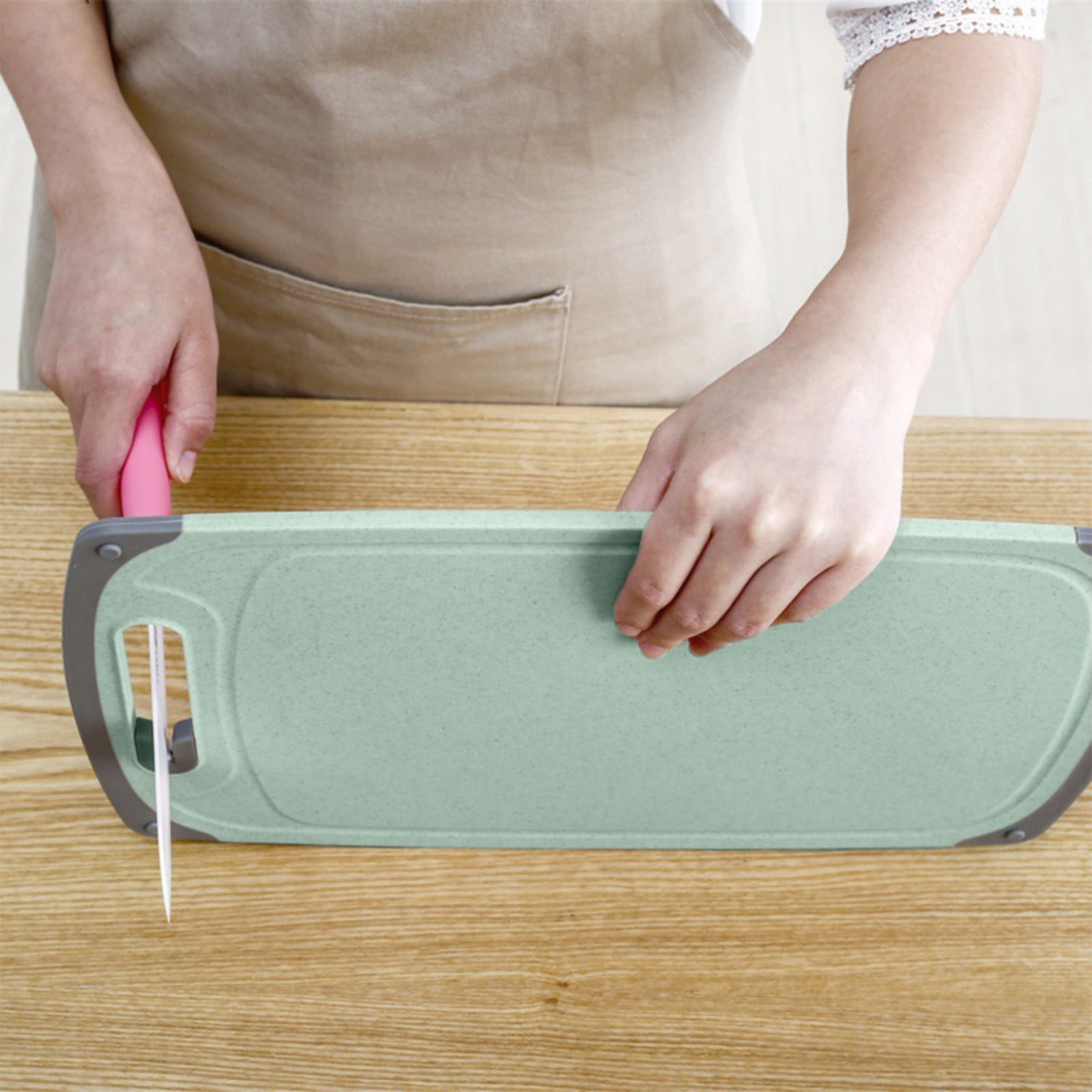 Darzheoy Whetstones Buckwheat Cutting Boards for Kitchen Dishwasher Safe Doubles Sided Design Extra Large Cutting Board for Meat Easy Grip Handle Non Slip Green - Image 6