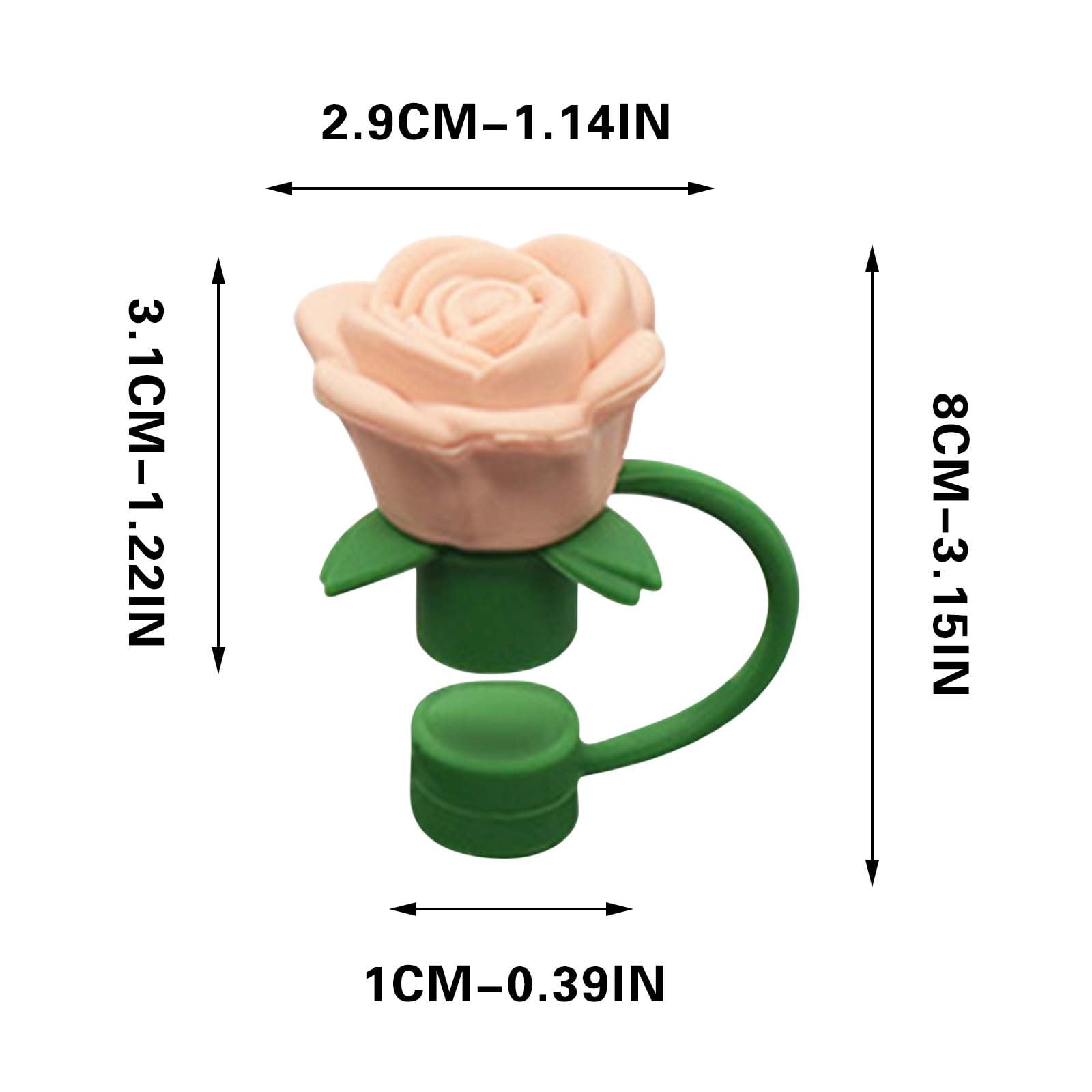 Darzheoy Rose Straw Toppers 10mm, Pink Flower Straw Covers Straw Tips for Tumblers Cup Accessories Tumbler Accessories Beige - Image 2
