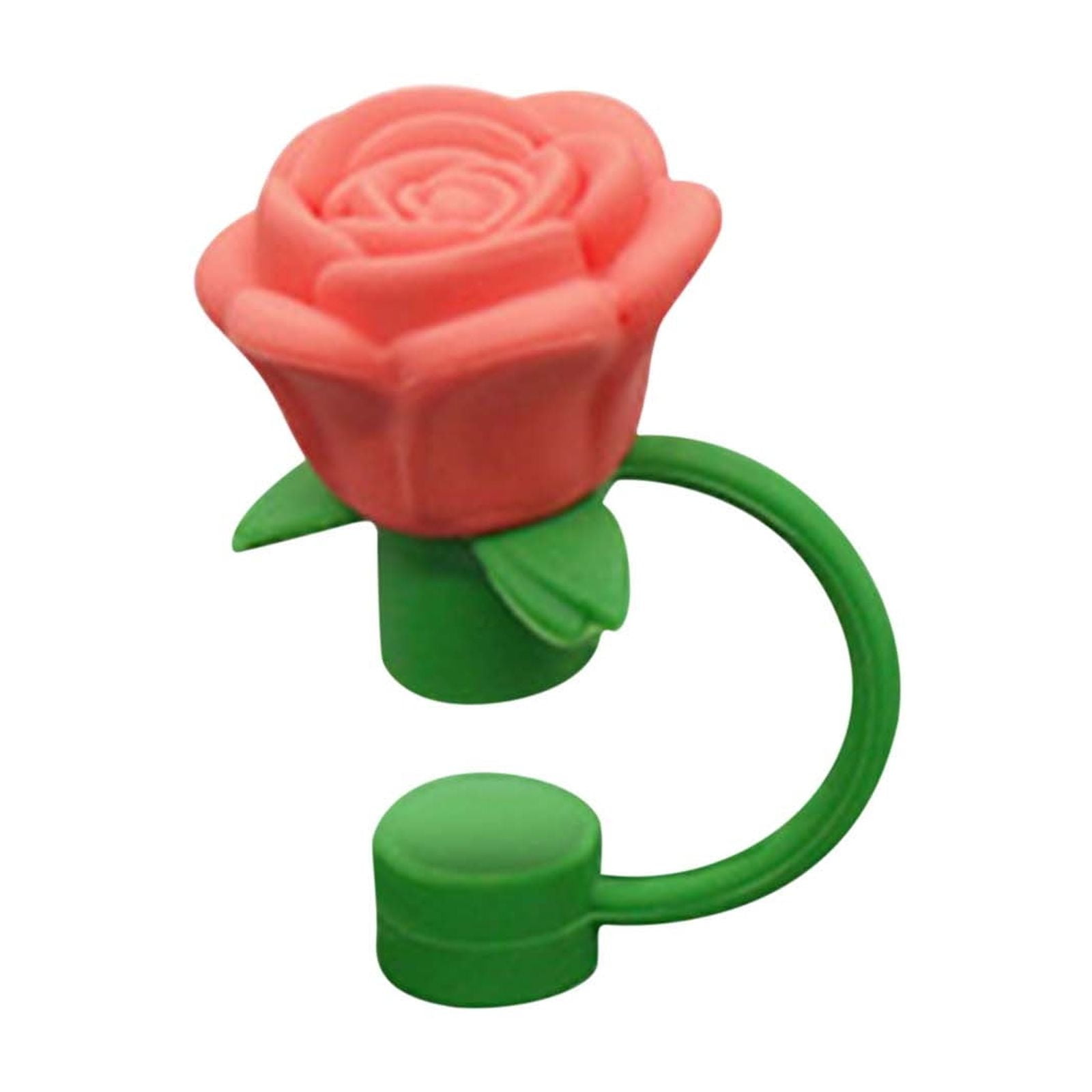 Darzheoy Rose Straw Toppers 10mm, Pink Flower Straw Covers Straw Tips for Tumblers Cup Accessories Tumbler Accessories Orange - Image 1
