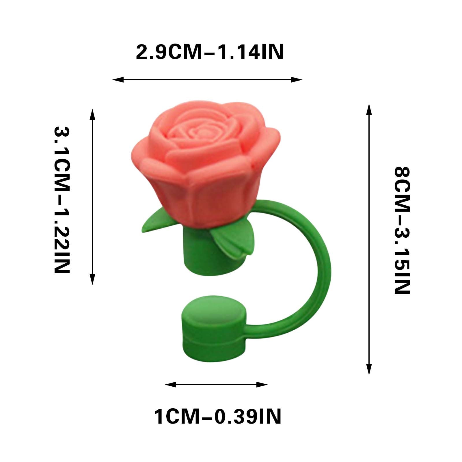 Darzheoy Rose Straw Toppers 10mm, Pink Flower Straw Covers Straw Tips for Tumblers Cup Accessories Tumbler Accessories Orange - Image 2