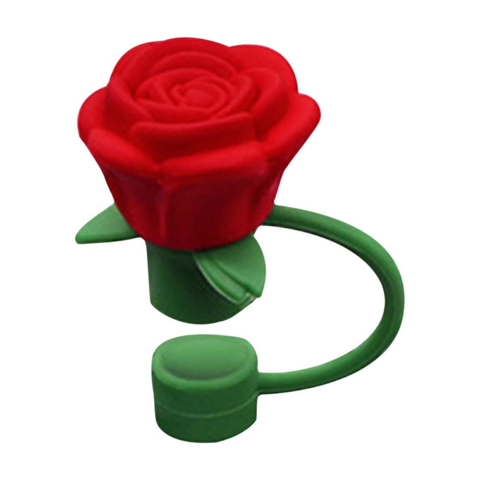 Darzheoy Rose Straw Toppers 10mm, Pink Flower Straw Covers Straw Tips for Tumblers Cup Accessories Tumbler Accessories Red - Image 1