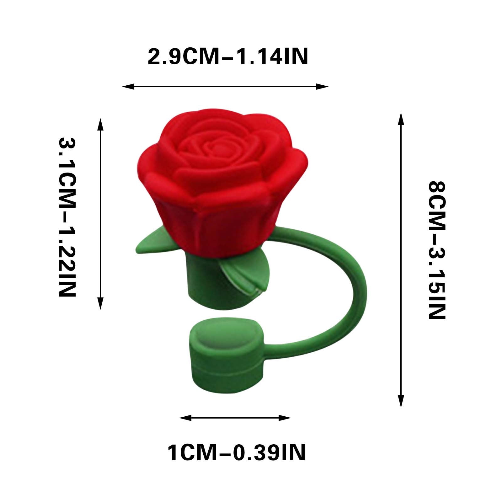 Darzheoy Rose Straw Toppers 10mm, Pink Flower Straw Covers Straw Tips for Tumblers Cup Accessories Tumbler Accessories Red - Image 2