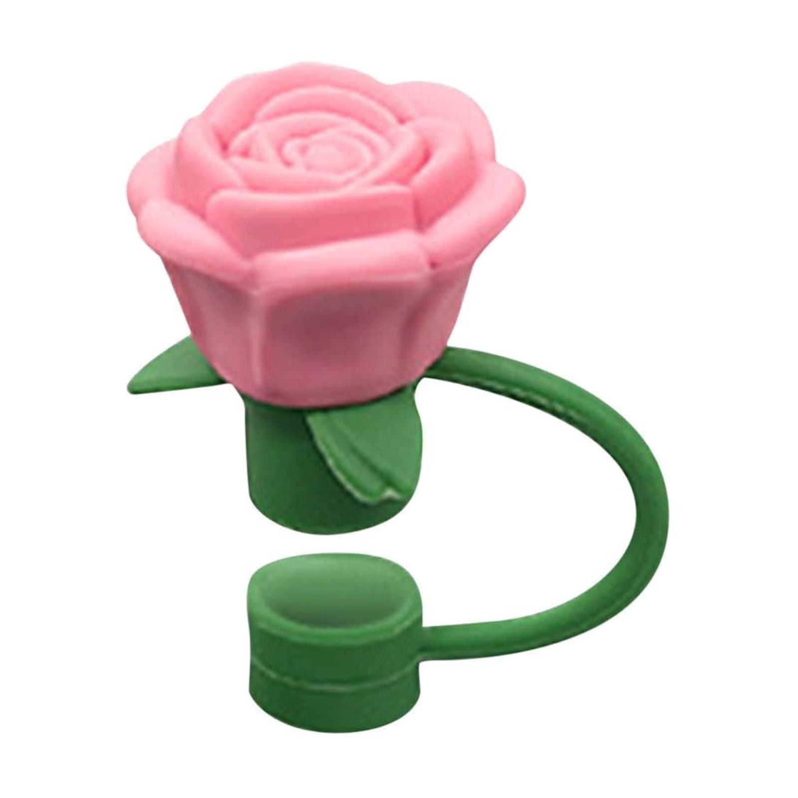 Darzheoy Rose Straw Toppers 10mm, Pink Flower Straw Covers Straw Tips for Tumblers Cup Accessories Tumbler Accessories Watermelon Red - Image 1