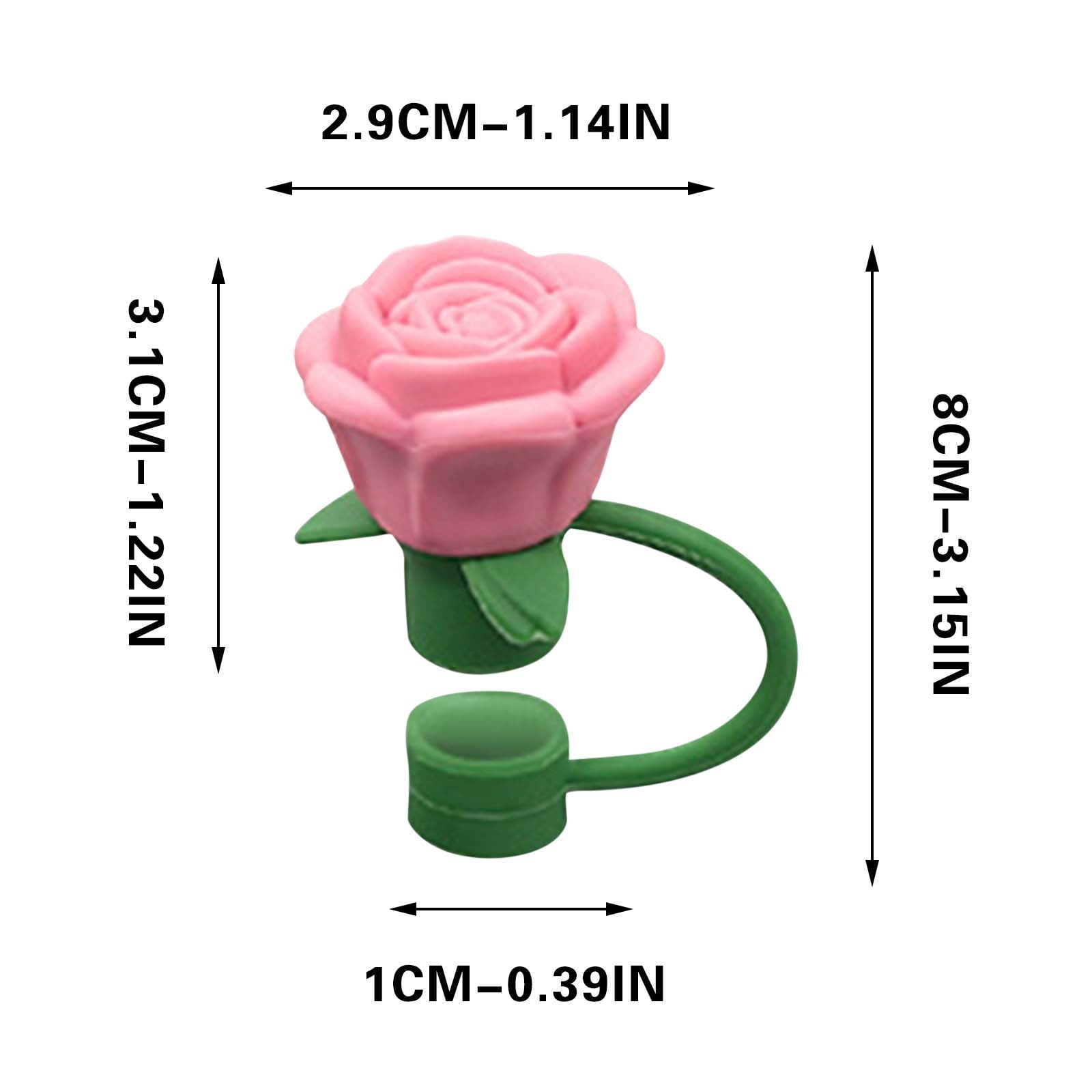 Darzheoy Rose Straw Toppers 10mm, Pink Flower Straw Covers Straw Tips for Tumblers Cup Accessories Tumbler Accessories Watermelon Red - Image 2
