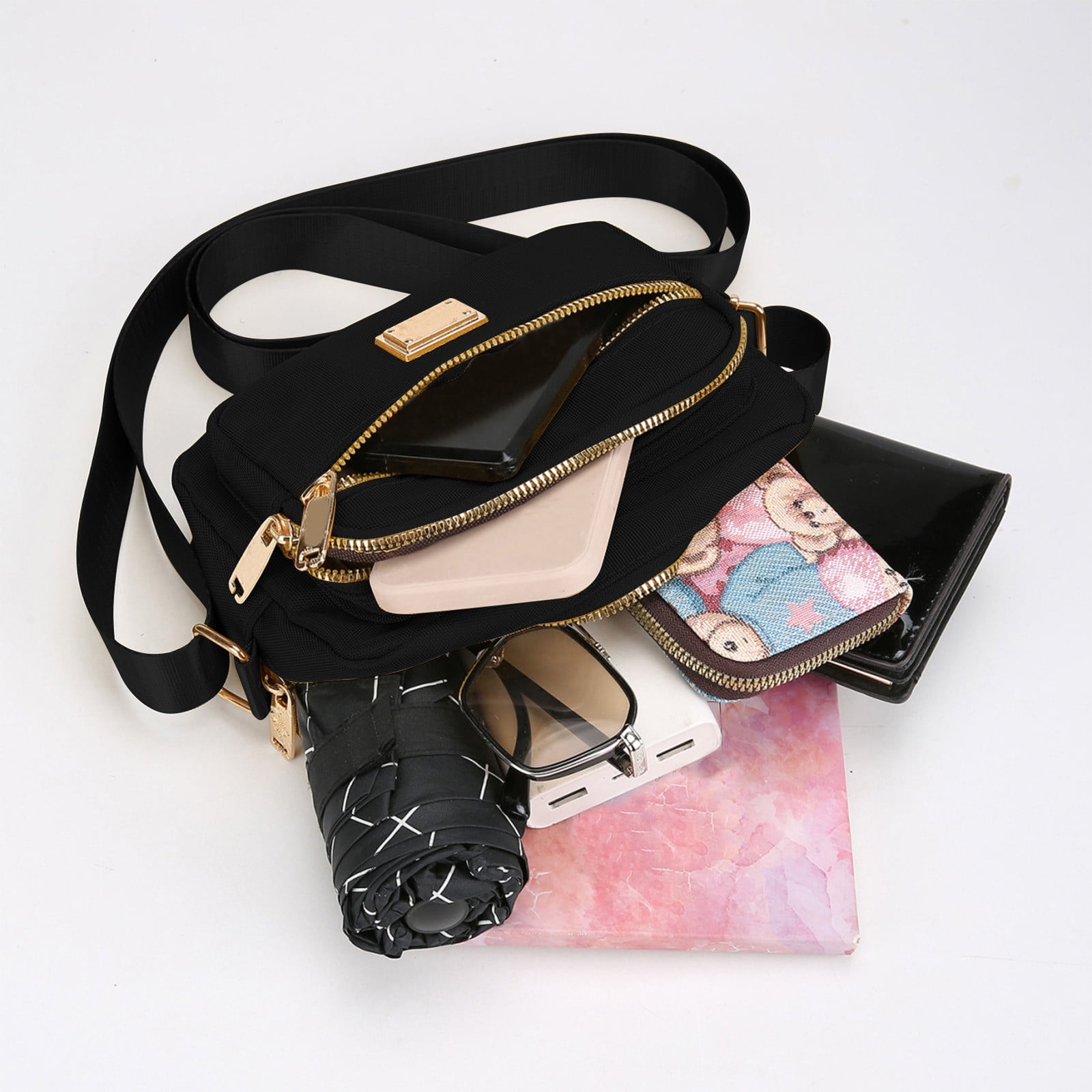 Darzheoy Fanny Packs for Women Crossbody Backpack Shoulder Messenger Bag Waterproof Everywhere Crossbody Belt Bag for Workout Running Travelling Black - Image 4