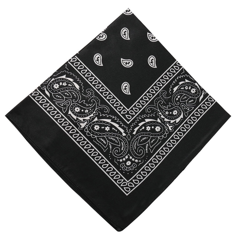 Darzheoy 22 inch Cotton Paisley Bandana Multi Colored Set Cowboy Bandana Head Scarf Double-sided for Men & Women Black - Image 1