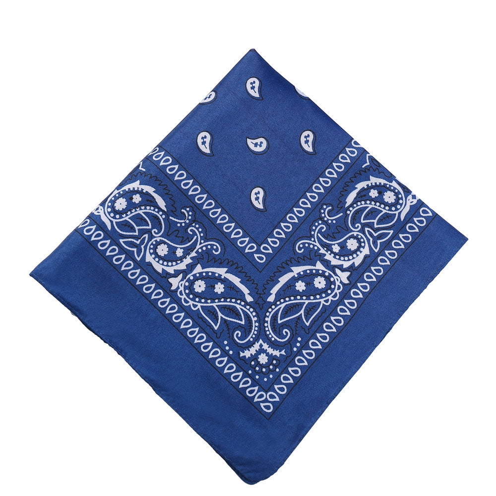 Darzheoy 22 inch Cotton Paisley Bandana Multi Colored Set Cowboy Bandana Head Scarf Double-sided for Men & Women Blue - Image 1