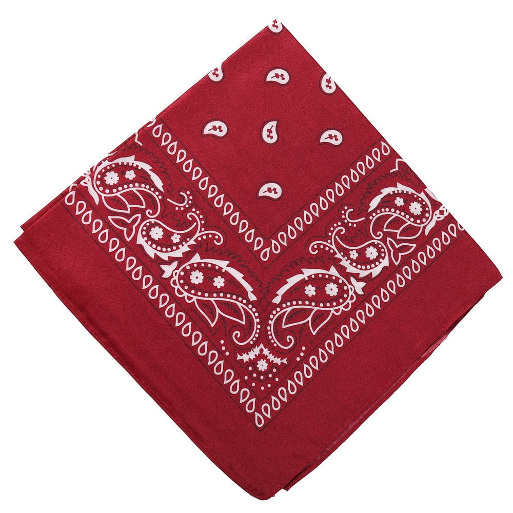 Darzheoy 22 inch Cotton Paisley Bandana Multi Colored Set Cowboy Bandana Head Scarf Double-sided for Men & Women Burgundy - Image 1