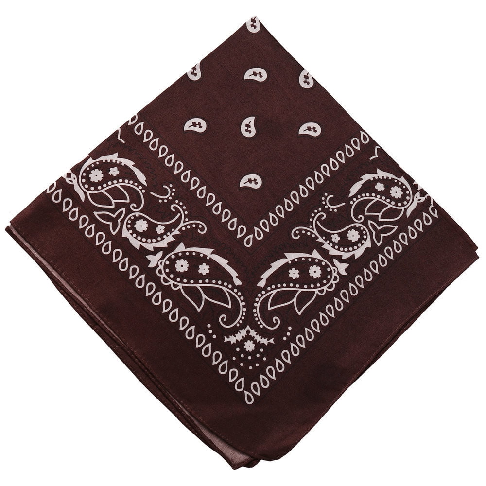 Darzheoy 22 inch Cotton Paisley Bandana Multi Colored Set Cowboy Bandana Head Scarf Double-sided for Men & Women Coffee - Image 1