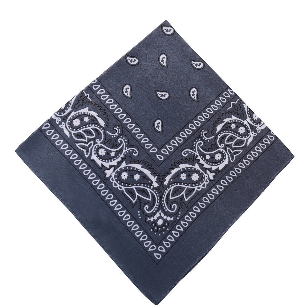 Darzheoy 22 inch Cotton Paisley Bandana Multi Colored Set Cowboy Bandana Head Scarf Double-sided for Men & Women Gray - Image 1