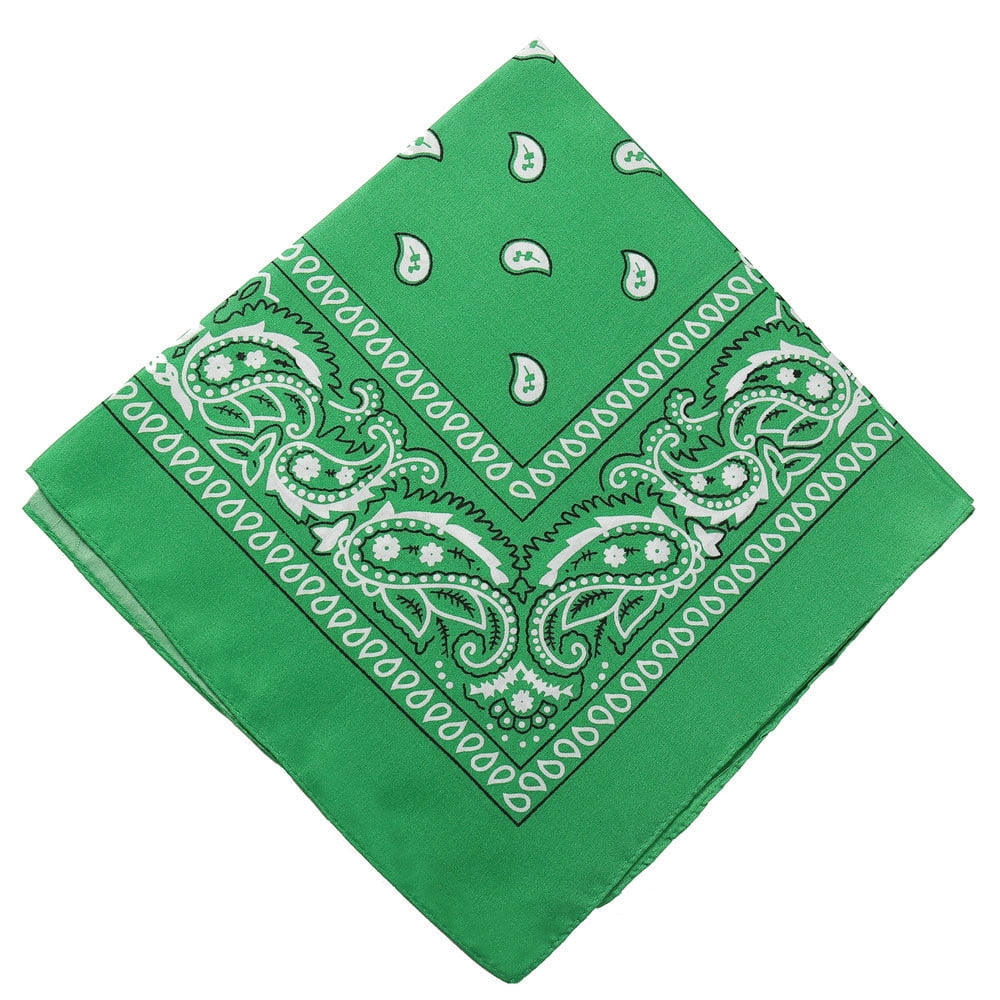 Darzheoy 22 inch Cotton Paisley Bandana Multi Colored Set Cowboy Bandana Head Scarf Double-sided for Men & Women Green - Image 1