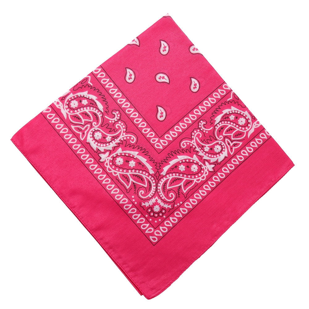 Darzheoy 22 inch Cotton Paisley Bandana Multi Colored Set Cowboy Bandana Head Scarf Double-sided for Men & Women Hot Pink - Image 1