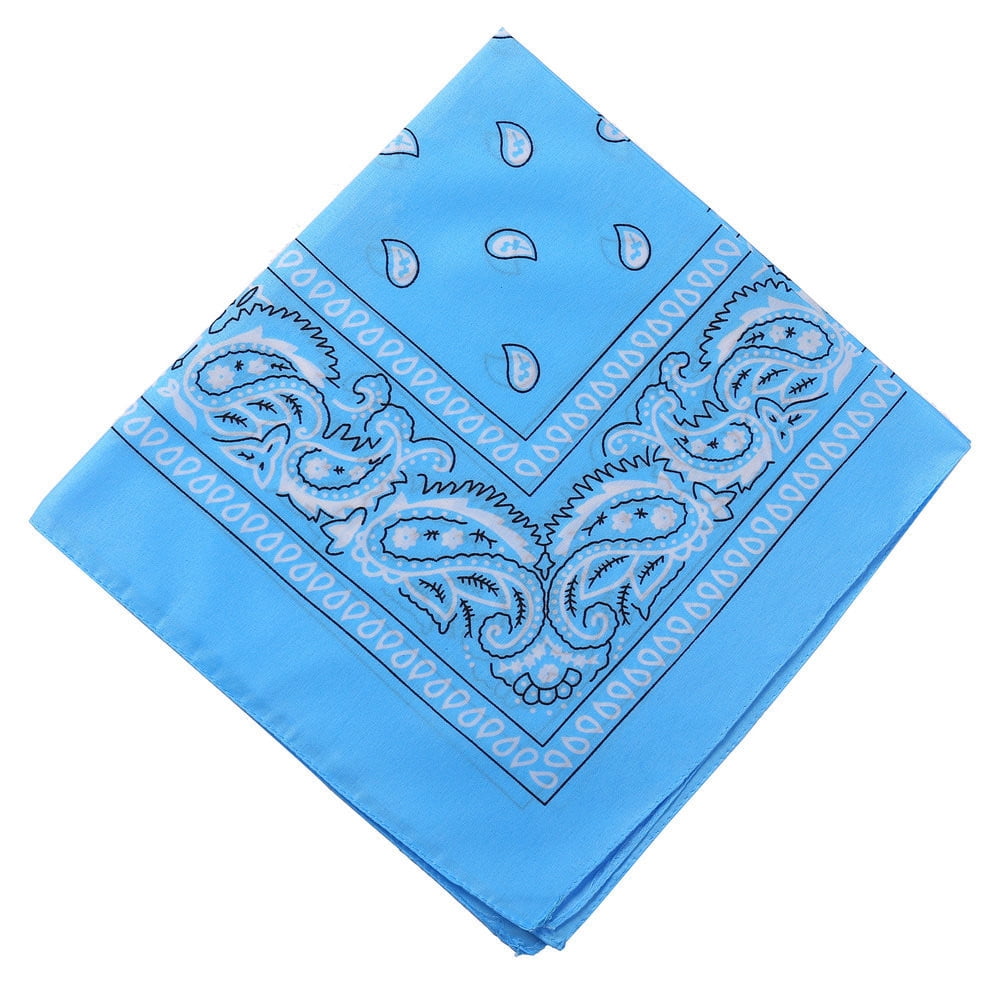 Darzheoy 22 inch Cotton Paisley Bandana Multi Colored Set Cowboy Bandana Head Scarf Double-sided for Men & Women Light Blue - Image 1