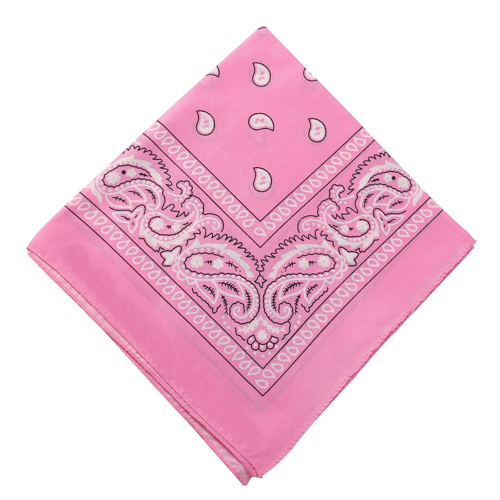 Darzheoy 22 inch Cotton Paisley Bandana Multi Colored Set Cowboy Bandana Head Scarf Double-sided for Men & Women Pink - Image 1