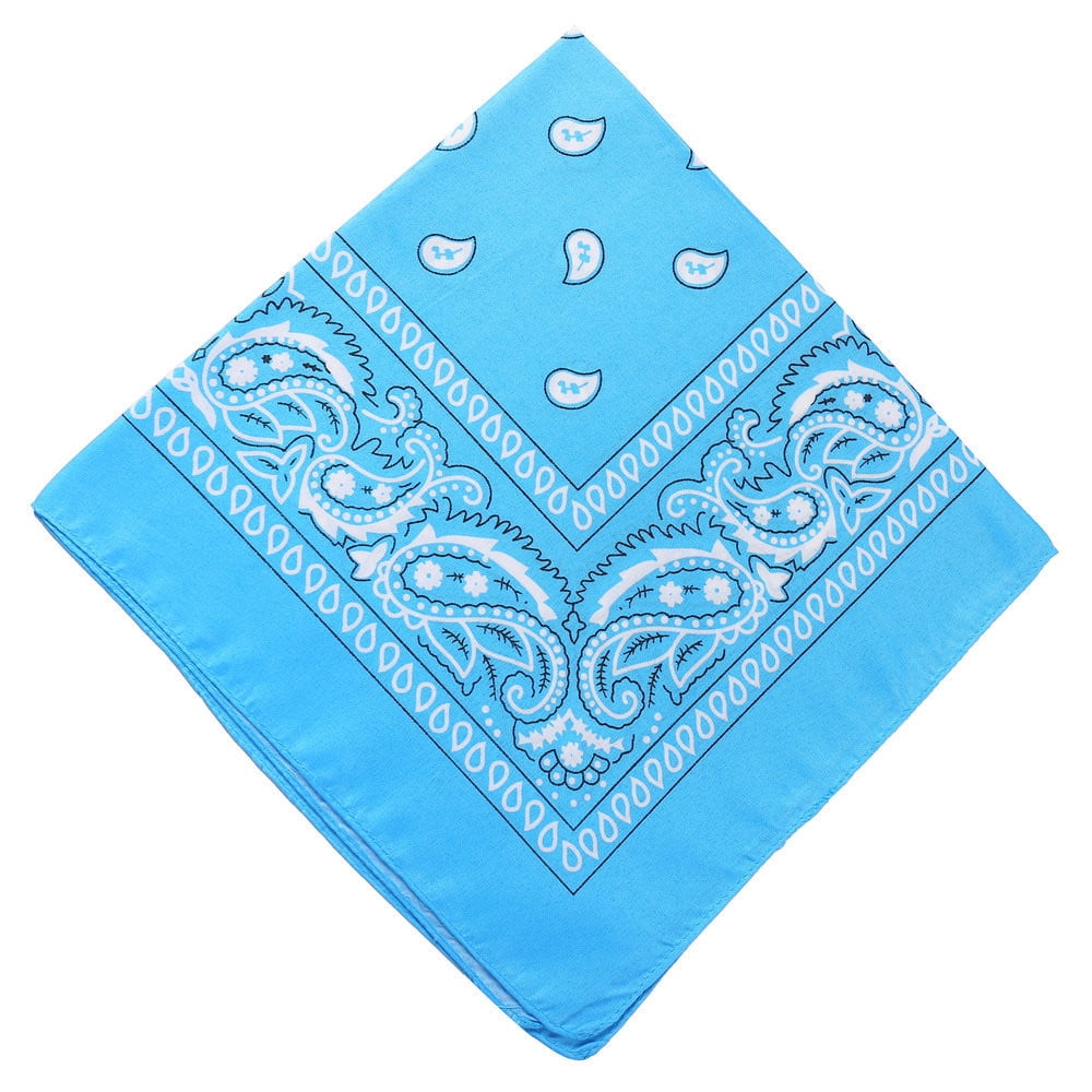 Darzheoy 22 inch Cotton Paisley Bandana Multi Colored Set Cowboy Bandana Head Scarf Double-sided for Men & Women Sky Blue - Image 1