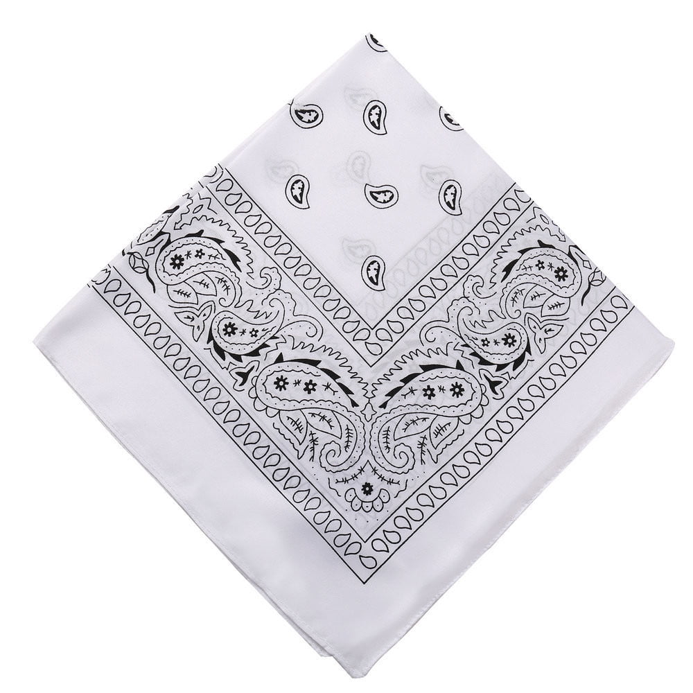 Darzheoy 22 inch Cotton Paisley Bandana Multi Colored Set Cowboy Bandana Head Scarf Double-sided for Men & Women White - Image 1