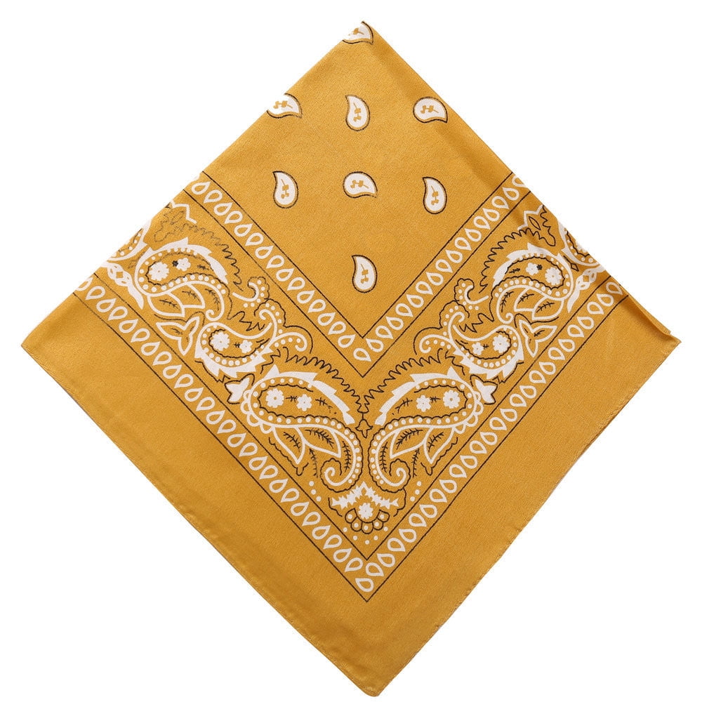 Darzheoy 22 inch Cotton Paisley Bandana Multi Colored Set Cowboy Bandana Head Scarf Double-sided for Men & Women Yellow - Image 1