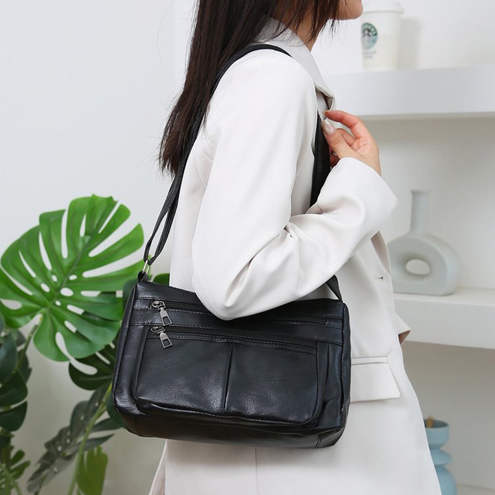 Darzheoy Purses for Women Soft PU Leather Shoulder Bag Ladies Crossbody Purse and handbags Lightweight Pocketbook Black - Image 3