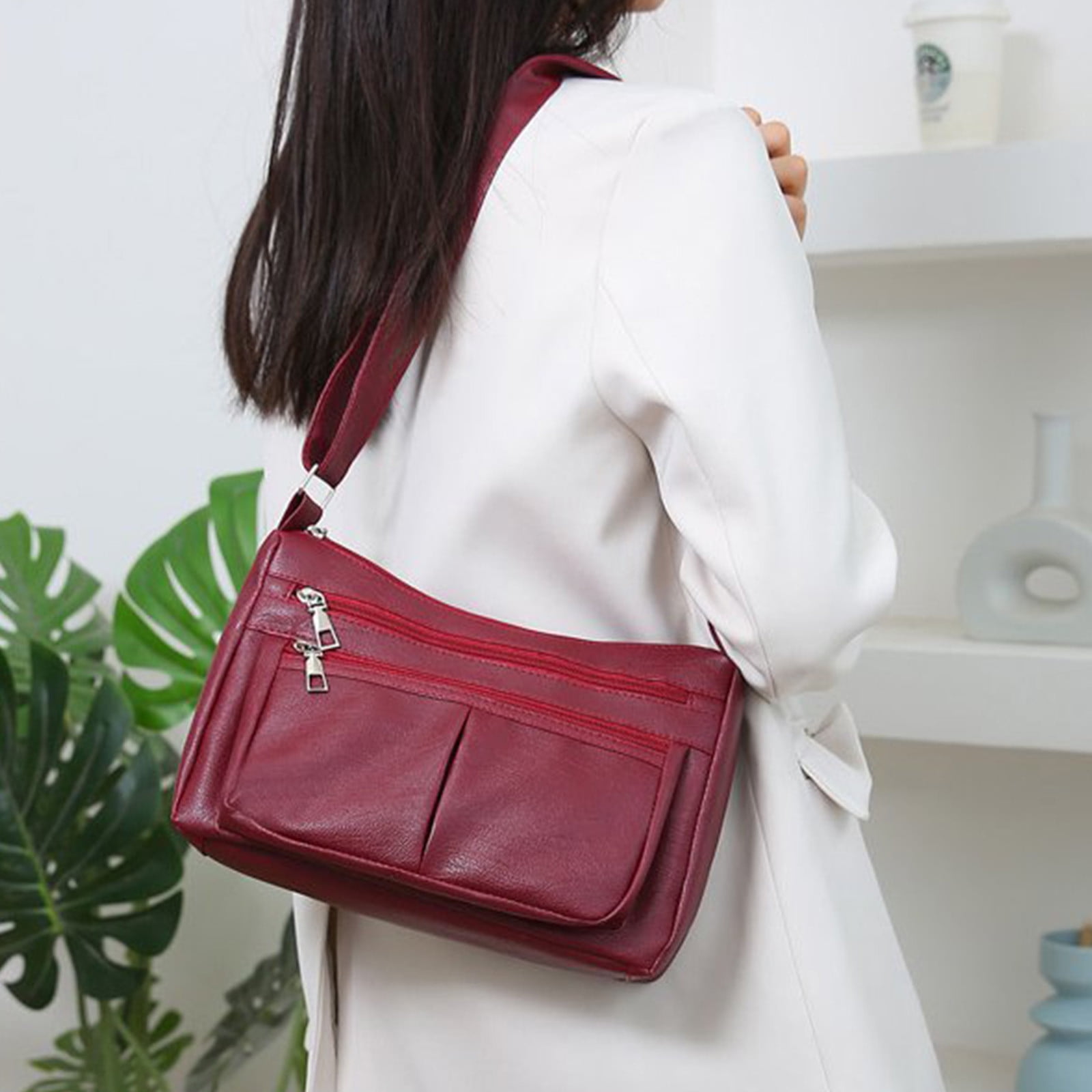 Darzheoy Purses for Women Soft PU Leather Shoulder Bag Ladies Crossbody Purse and handbags Lightweight Pocketbook Red - Image 3