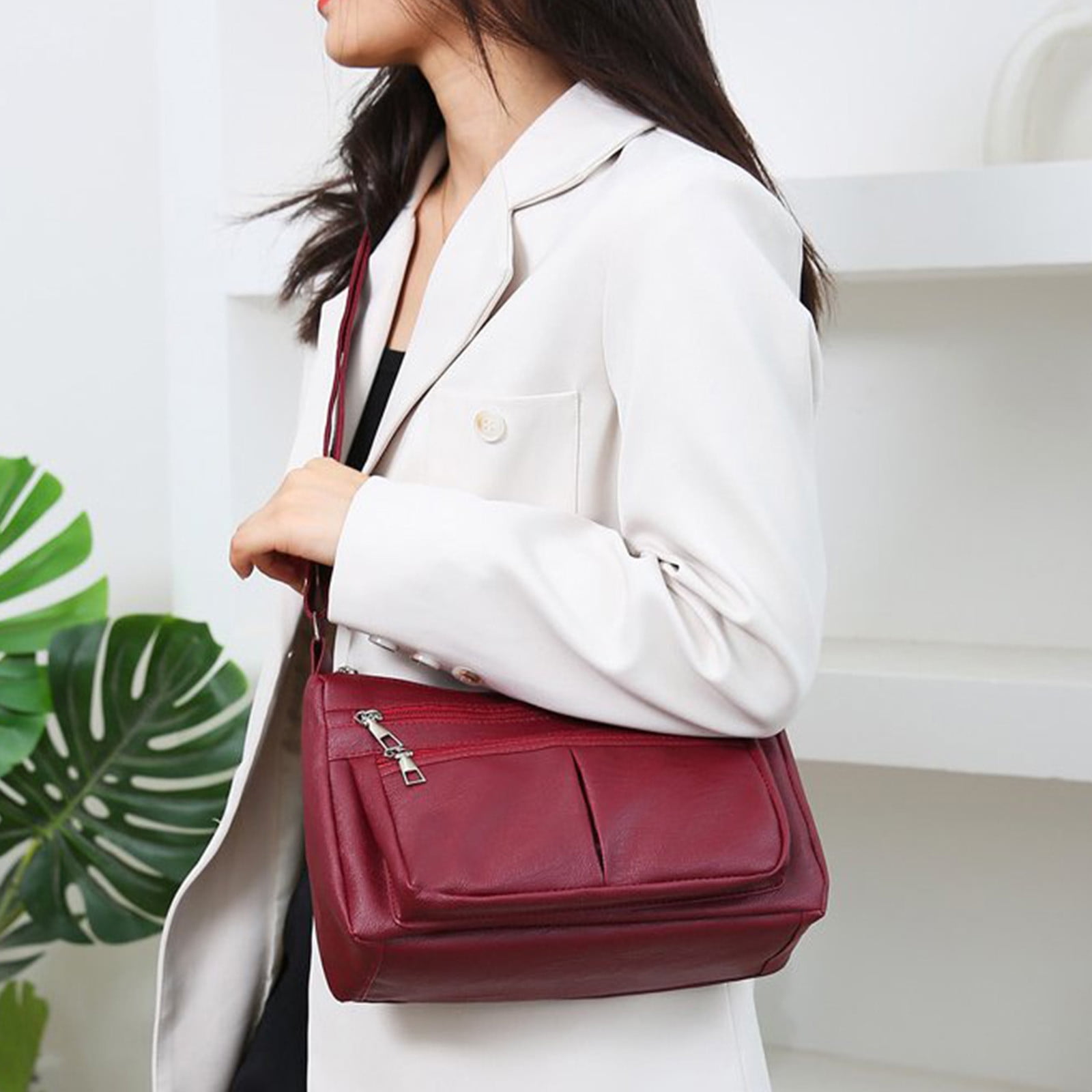 Darzheoy Purses for Women Soft PU Leather Shoulder Bag Ladies Crossbody Purse and handbags Lightweight Pocketbook Red - Image 4