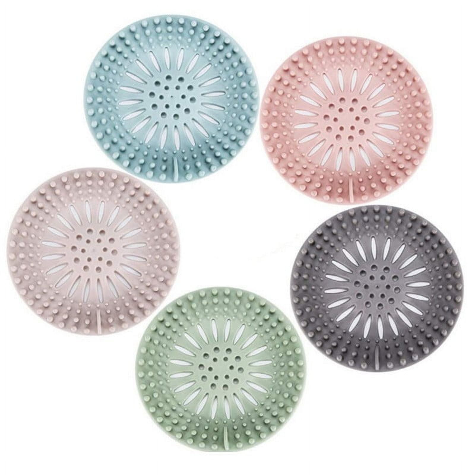 Darzheoy Hair Catcher Shower Drain Covers Protector Silicone Bathtub Hair Stopper Easy to Install and Clean Suit for Bathroom Tub Shower and Sink, 5 Pack Multicolor - Image 1