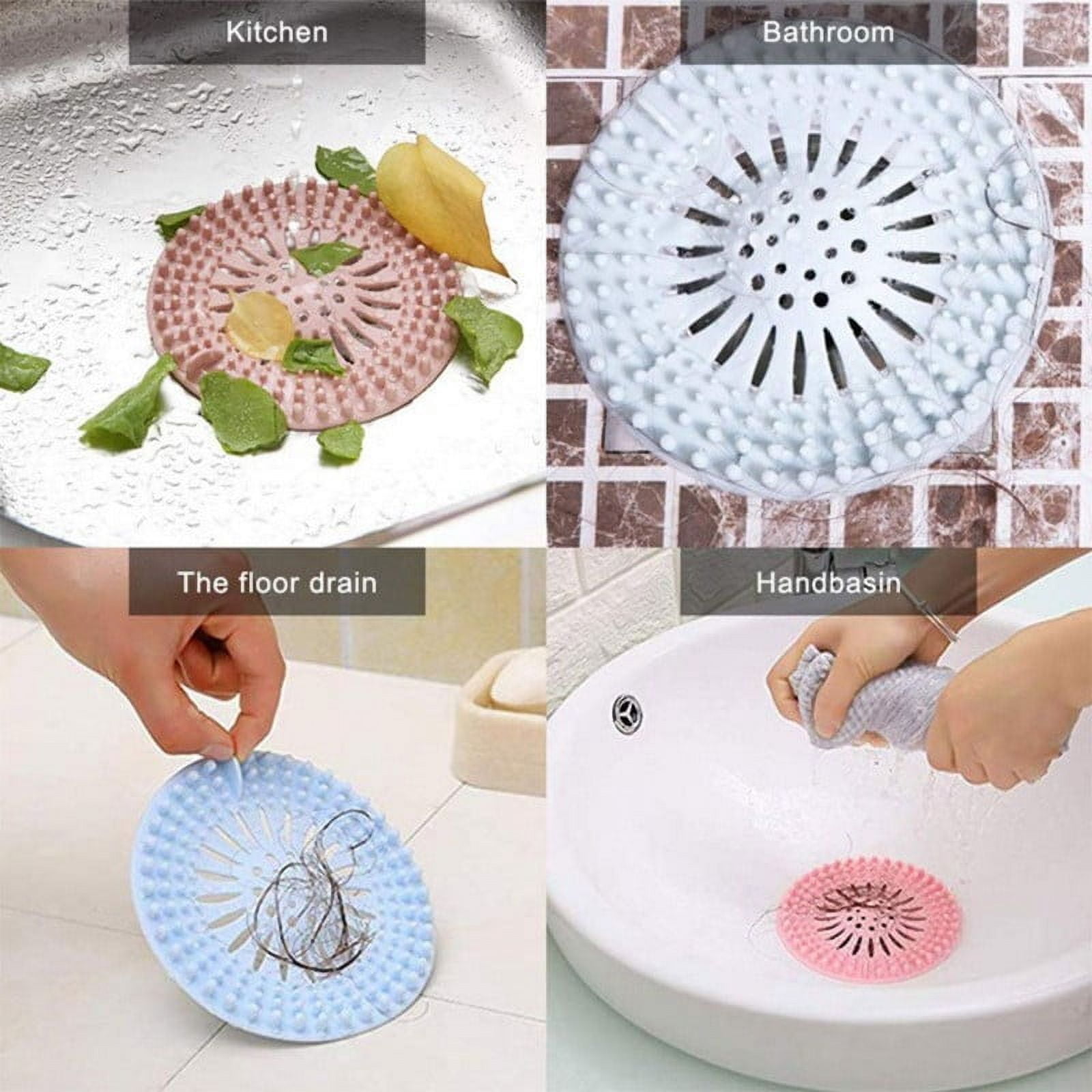 Darzheoy Hair Catcher Shower Drain Covers Protector Silicone Bathtub Hair Stopper Easy to Install and Clean Suit for Bathroom Tub Shower and Sink, 5 Pack Multicolor - Image 3