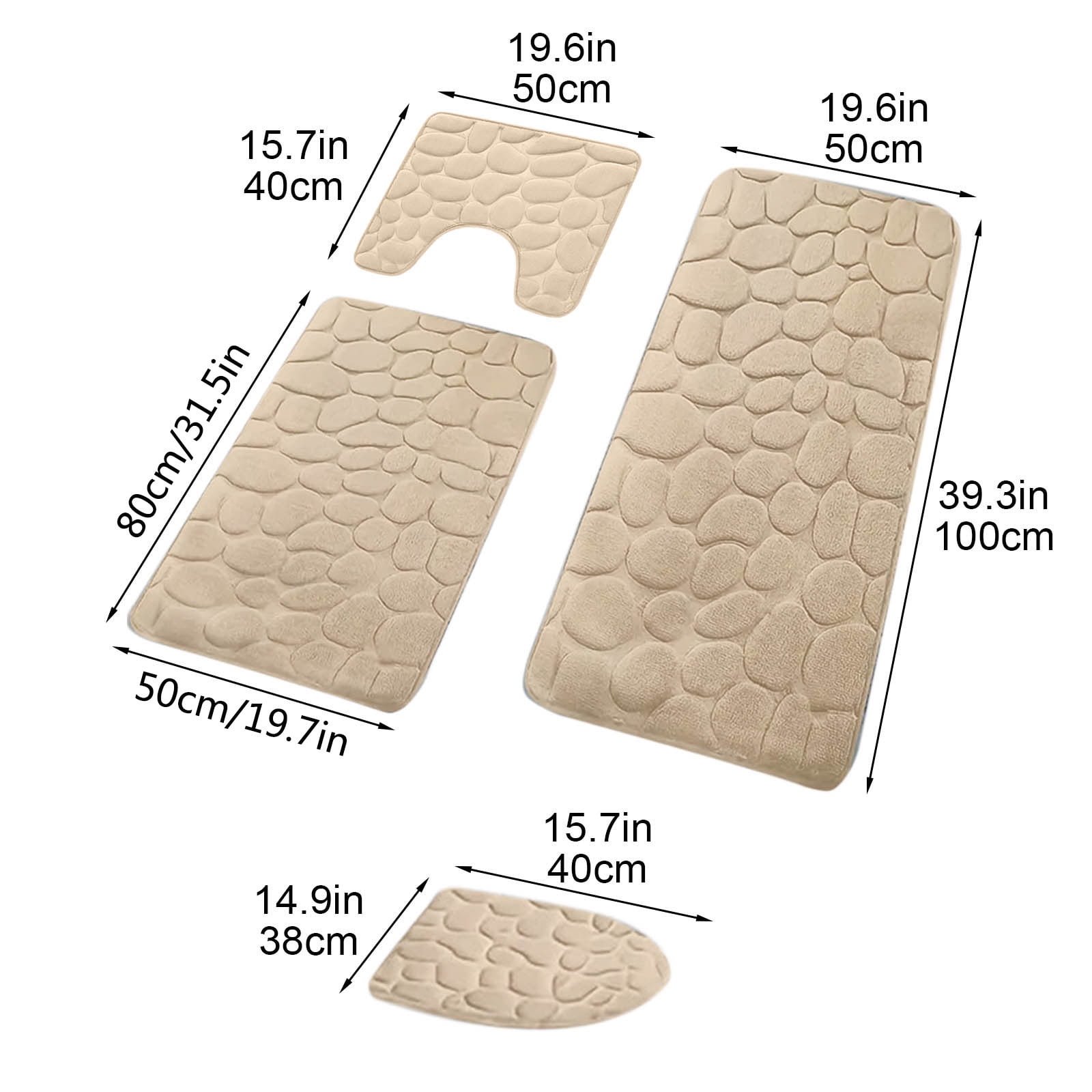 Kdkad Bathroom Rugs Sets 4 Piece, Non Slip Memory Foam Bathroom Rugs, Machine Wash Bathroom Mat Set, Water Absorbent Bath Rug Set for Tub, Toilet and Floor As Show H - Image 3