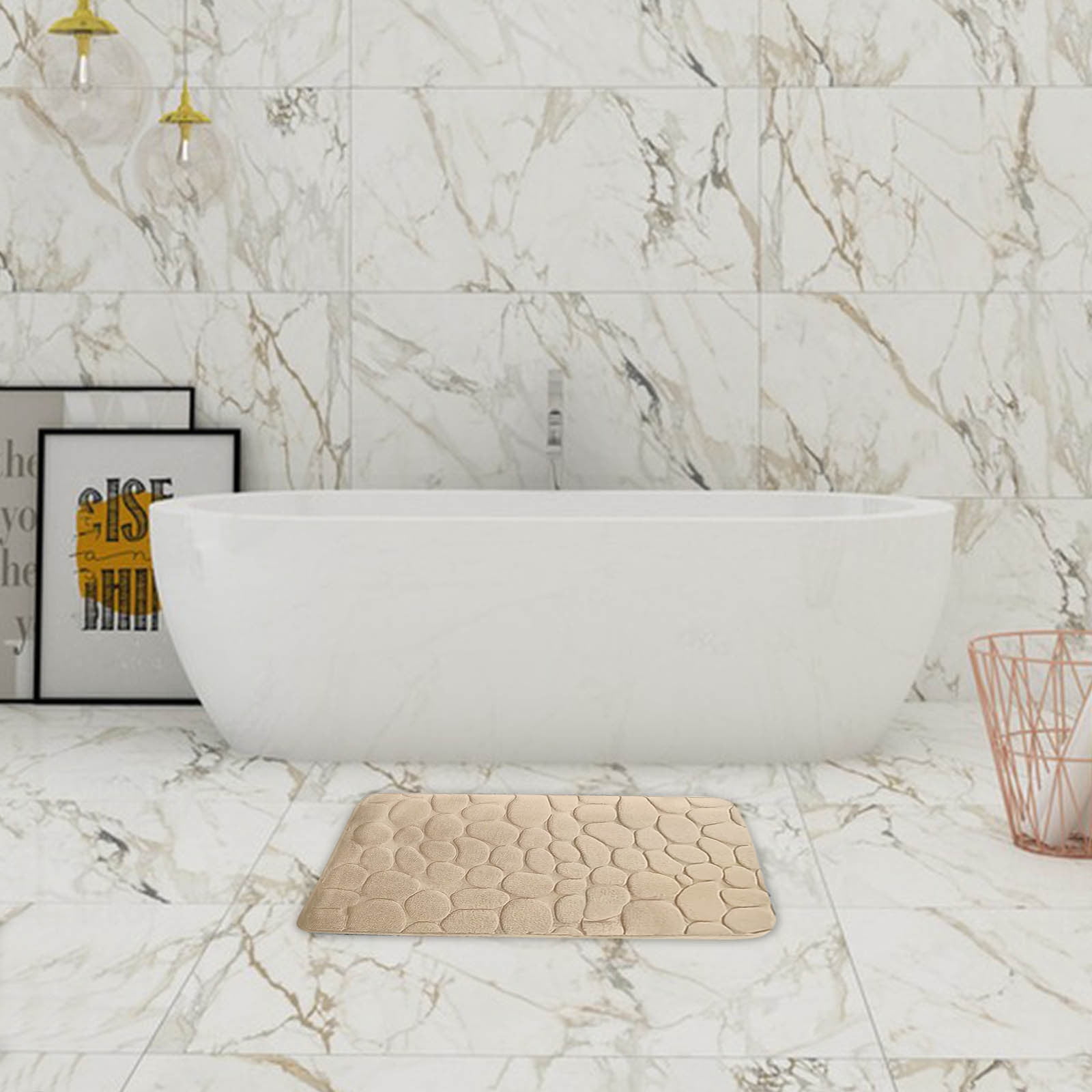 Kdkad Bathroom Rugs Sets 4 Piece, Non Slip Memory Foam Bathroom Rugs, Machine Wash Bathroom Mat Set, Water Absorbent Bath Rug Set for Tub, Toilet and Floor As Show H - Image 7