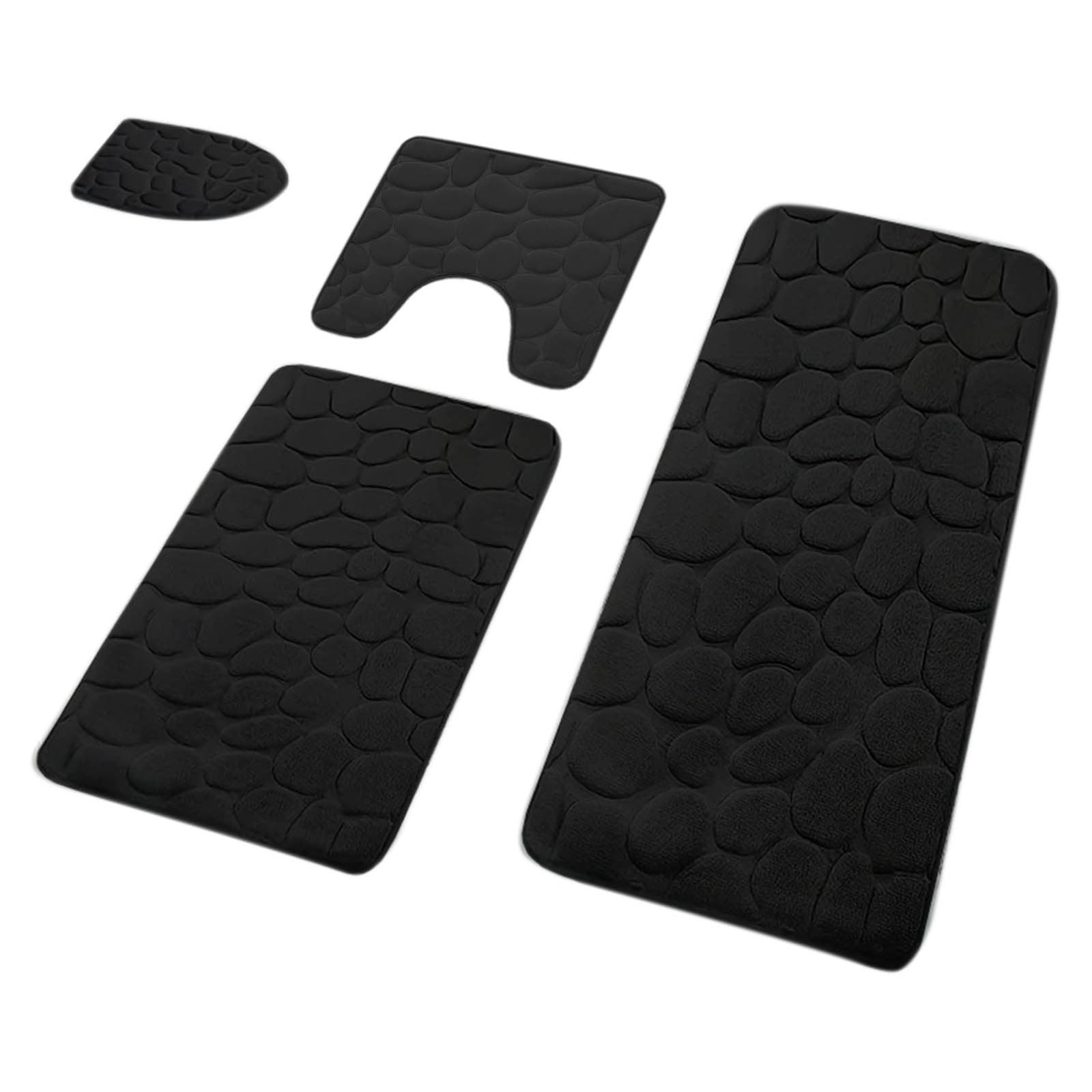 Kdkad Bathroom Rugs Sets 4 Piece, Non Slip Memory Foam Bathroom Rugs, Machine Wash Bathroom Mat Set, Water Absorbent Bath Rug Set for Tub, Toilet and Floor 40*50cmU/15.7*19.7in 50*80cm/19.7*31.5in 50*100cm/19.7*39.3in lid38*40cm/14.9*15.7in I - Image 2