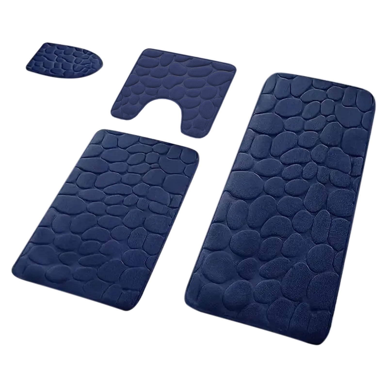 Kdkad Bathroom Rugs Sets 4 Piece, Non Slip Memory Foam Bathroom Rugs, Machine Wash Bathroom Mat Set, Water Absorbent Bath Rug Set for Tub, Toilet and Floor 40*50cmU/15.7*19.7in 50*80cm/19.7*31.5in 50*100cm/19.7*39.3in lid38*40cm/14.9*15.7in J - Image 2