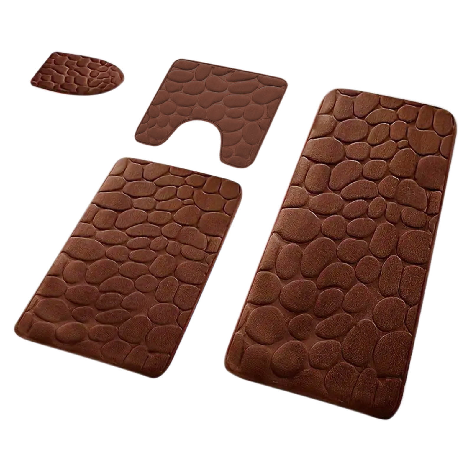 Kdkad Bathroom Rugs Sets 4 Piece, Non Slip Memory Foam Bathroom Rugs, Machine Wash Bathroom Mat Set, Water Absorbent Bath Rug Set for Tub, Toilet and Floor 40*50cmU/15.7*19.7in 50*80cm/19.7*31.5in 50*100cm/19.7*39.3in lid38*40cm/14.9*15.7in K - Image 2