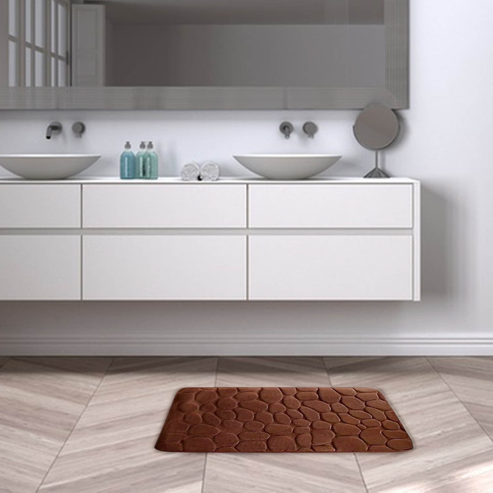 Kdkad Bathroom Rugs Sets 4 Piece, Non Slip Memory Foam Bathroom Rugs, Machine Wash Bathroom Mat Set, Water Absorbent Bath Rug Set for Tub, Toilet and Floor 40*50cmU/15.7*19.7in 50*80cm/19.7*31.5in 50*100cm/19.7*39.3in lid38*40cm/14.9*15.7in K - Image 7